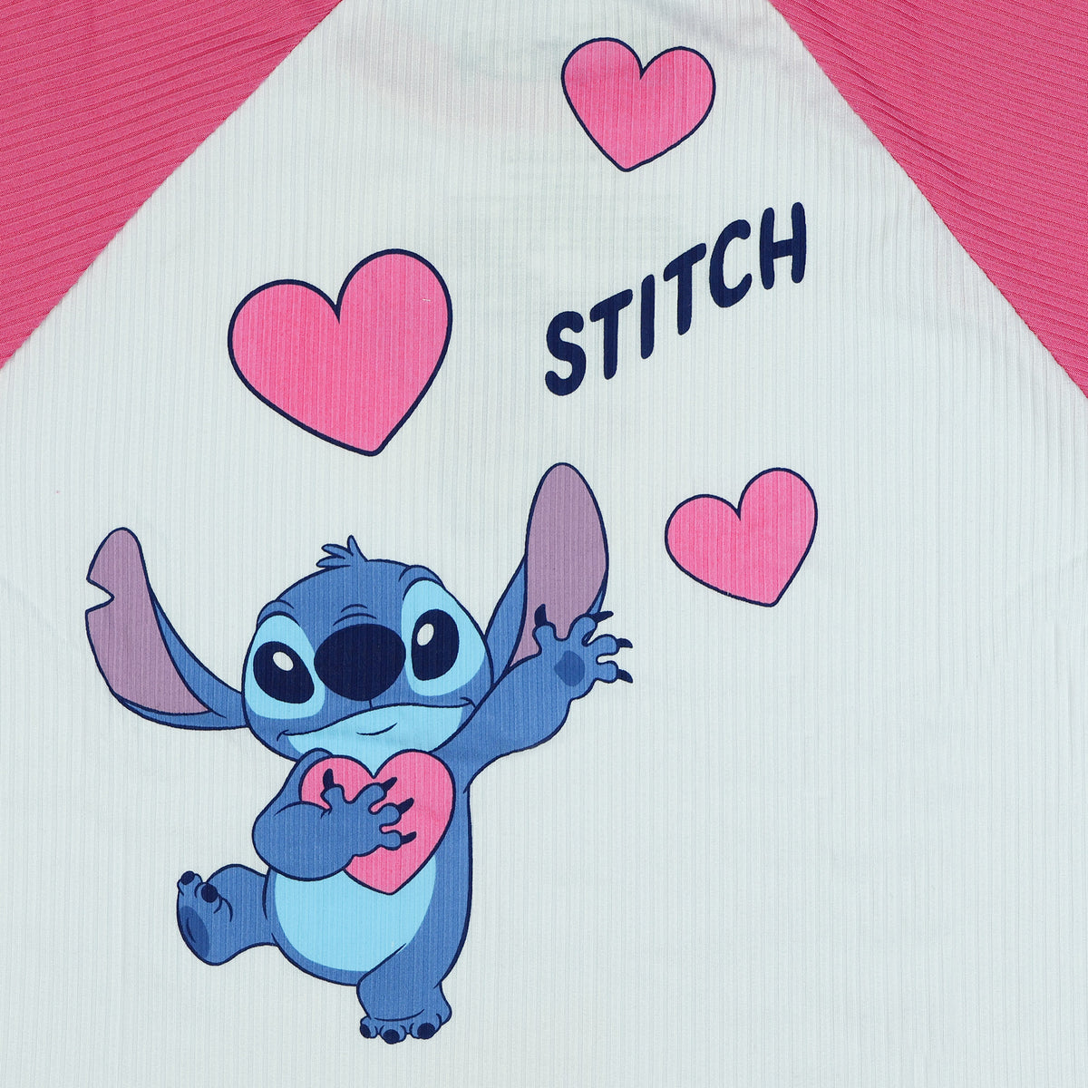 Disney Stitch T-Shirt Girls' Stretchy Ribbed Double-Sided Raglan Tee
