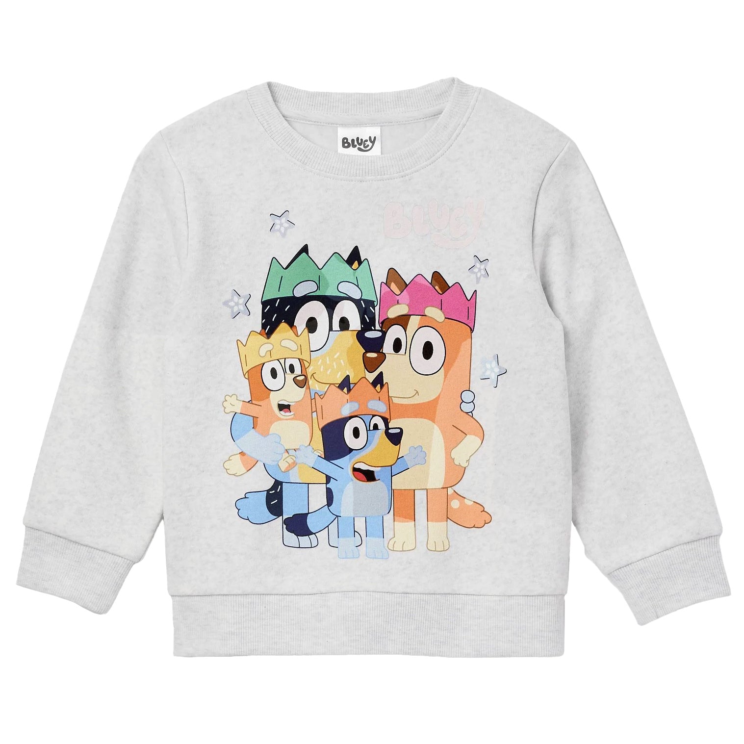 Bluey Boys' Toddler Sweatshirt Front Back Graphic Family Crowns and Hooray