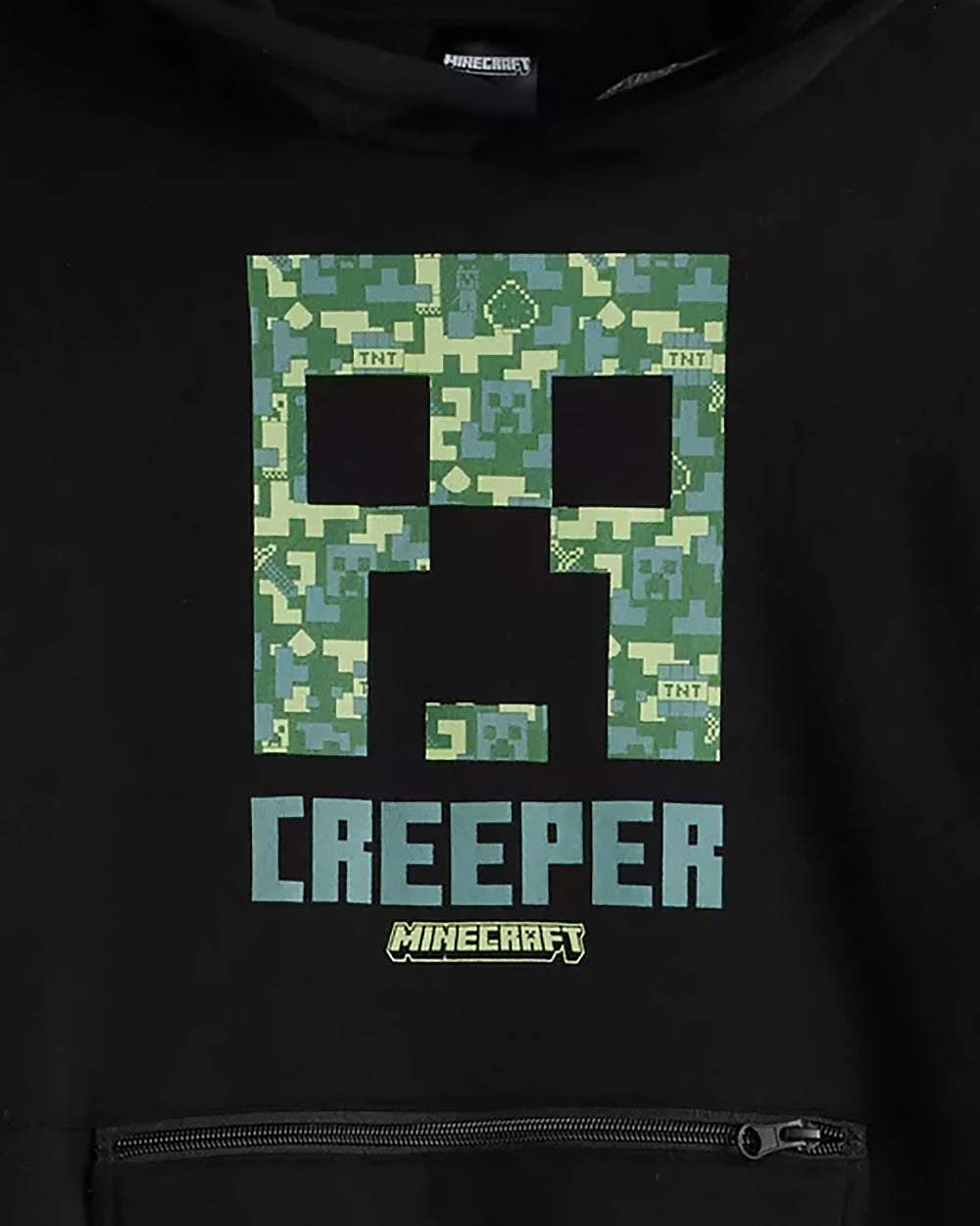 Minecraft Creeper Boys' Pullover Hoodie with Kangaroo and Zip Pocket