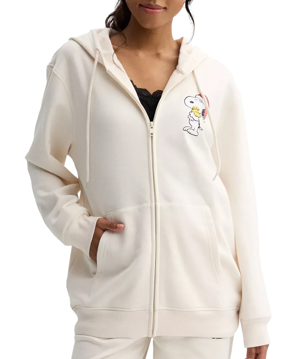Peanuts Snoopy Woodstock Men's Hoodie Merry & Bright Front & Back Design