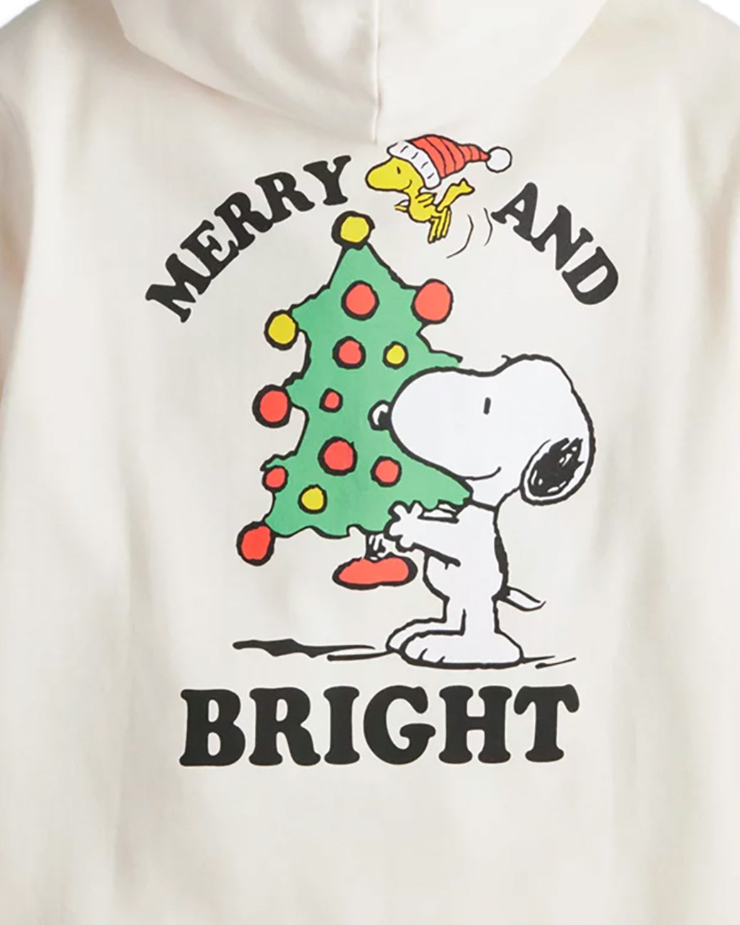 Peanuts Snoopy Woodstock Men's Hoodie Merry & Bright Front & Back Design