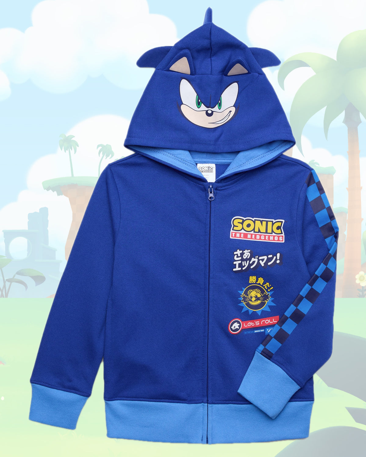 Sonic The Hedgehog Boy's 3D Ears and Quills Costume Zip Up Sweatshirt