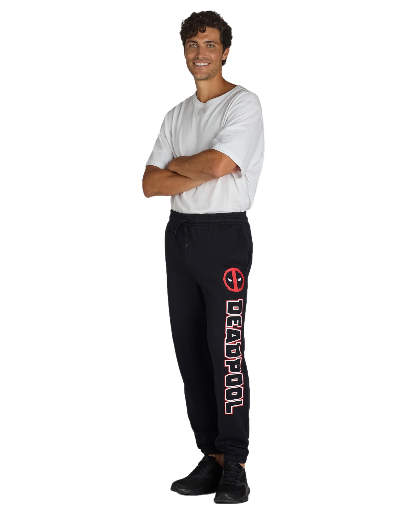 Marvel Deadpool Sweatpants Men's Logo Design Fleece Jogger Pants