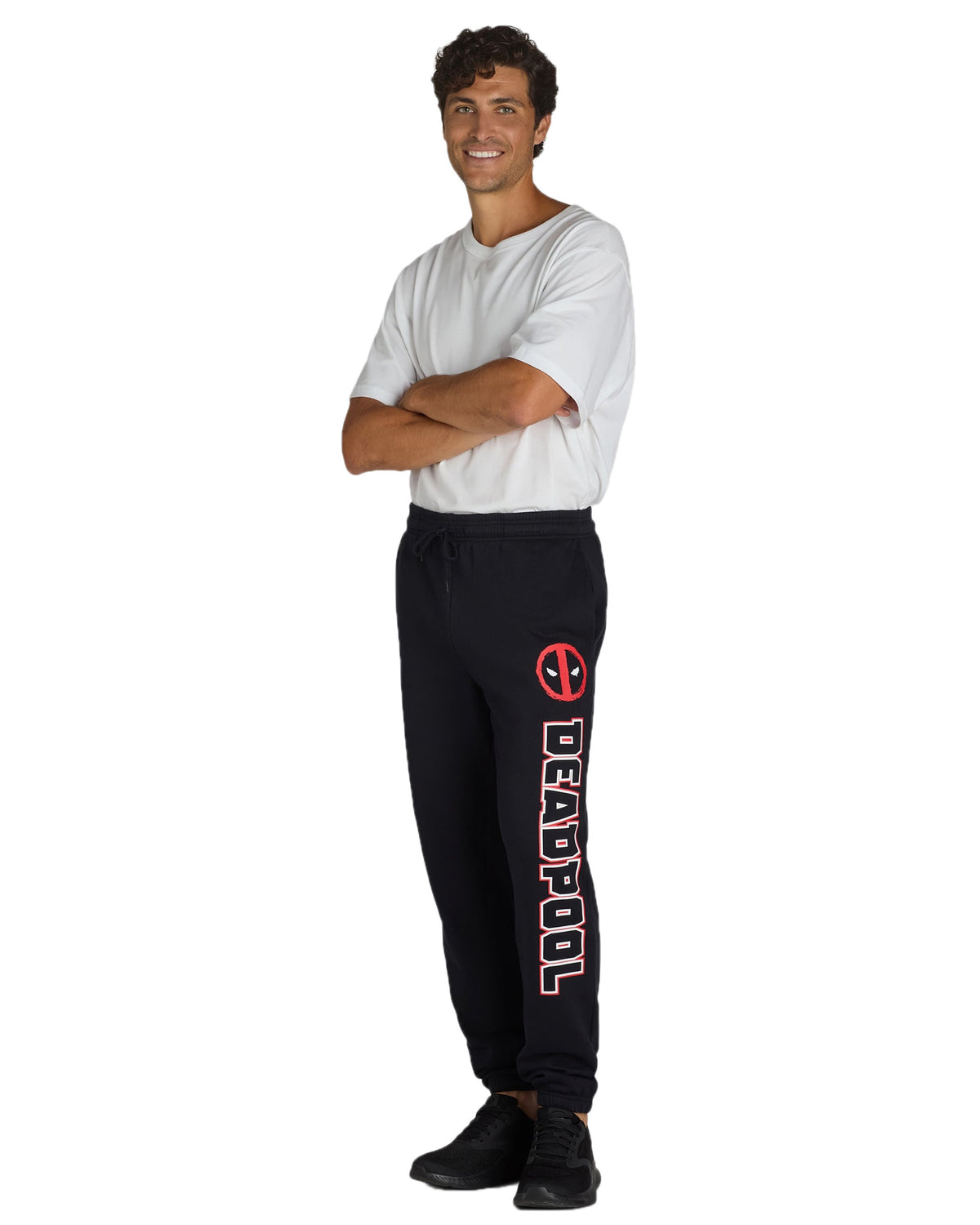 Marvel Deadpool Sweatpants Men's Logo Design Fleece Jogger Pants