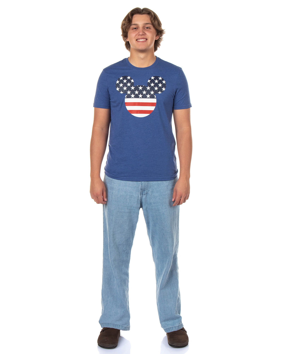 Mickey Mouse T-Shirt Men's American Flag Short Sleeve Graphic Top