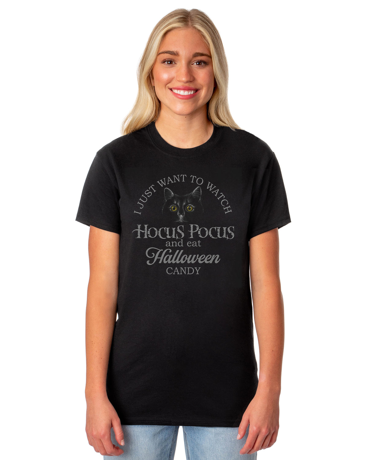 Hocus Pocus Shirt Women's Binx Halloween Candy Short Sleeve Top