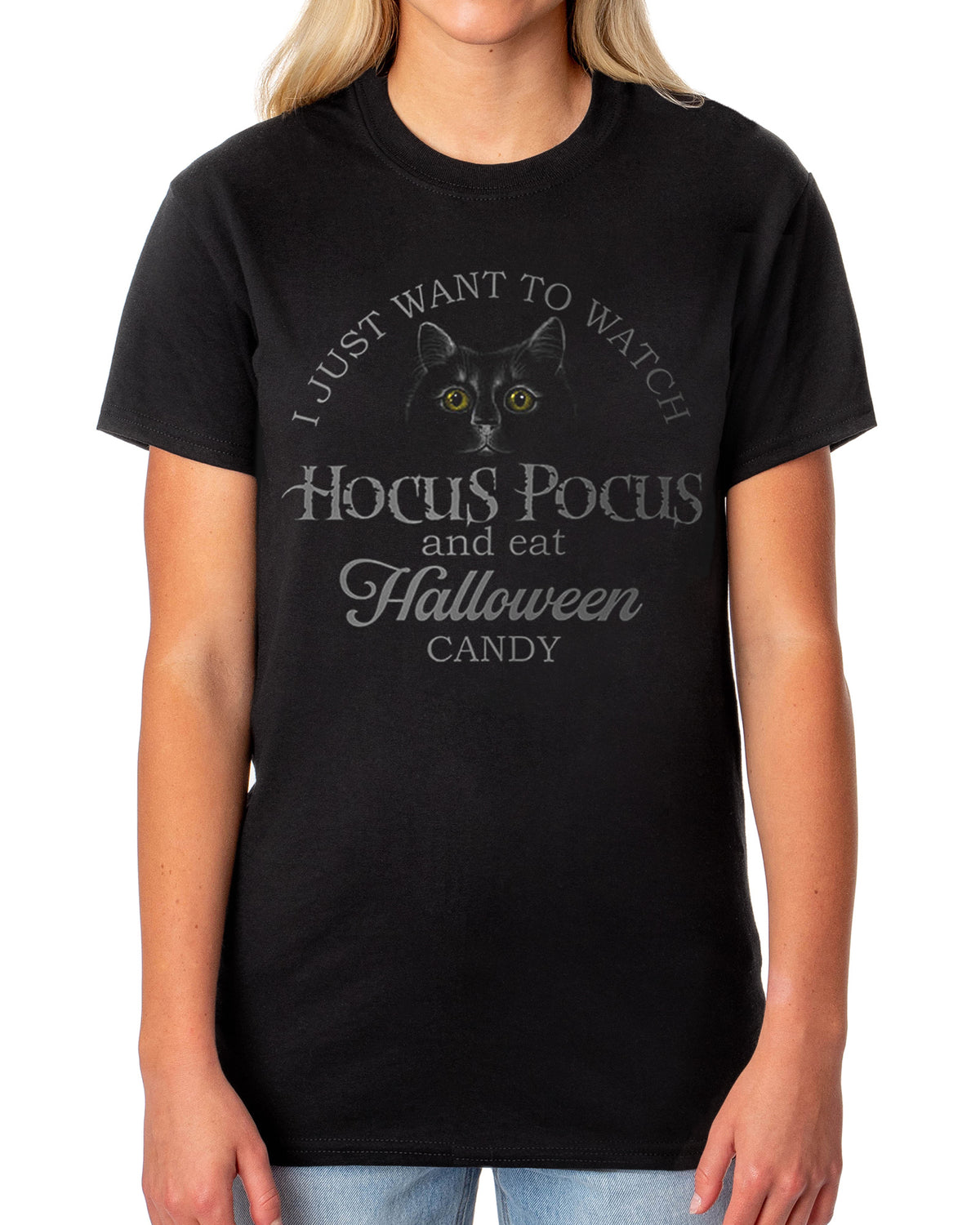 Hocus Pocus Shirt Women's Binx Halloween Candy Short Sleeve Top
