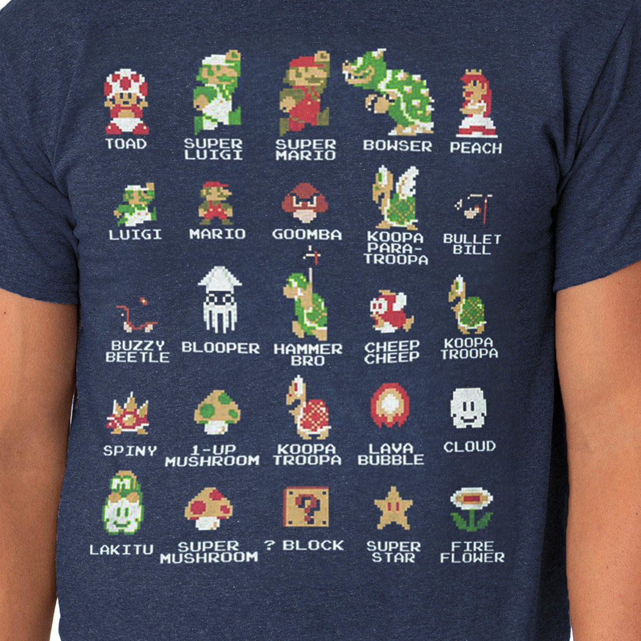 Super Mario T-Shirt Men's Character Grid Short Sleeve Graphic Top