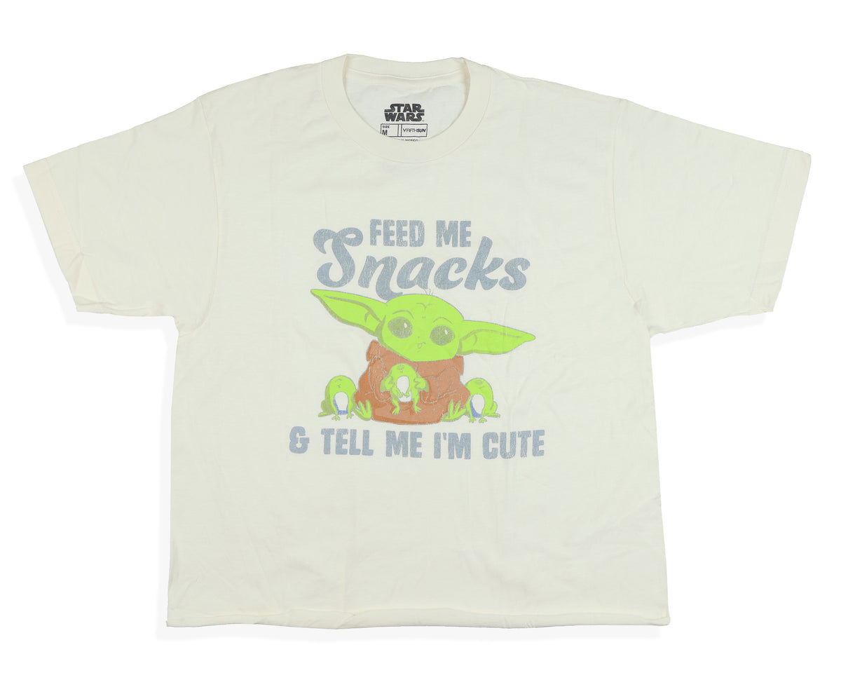 Disney The Mandalorian Shirt Grogu Feed Me Snacks Short Sleeve Crop Top