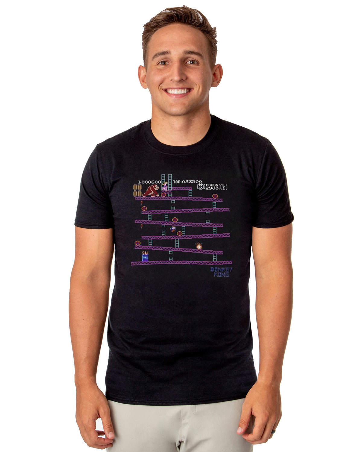Nintendo Donkey Kong T-Shirt Men's Barrel Stage Graphic Print Tee