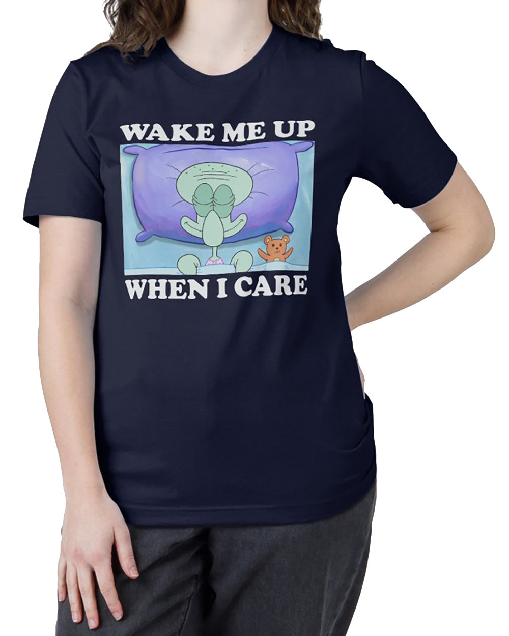 SpongeBob Squarepants T-Shirt Women's Squidward Wake Me When I Care Tee