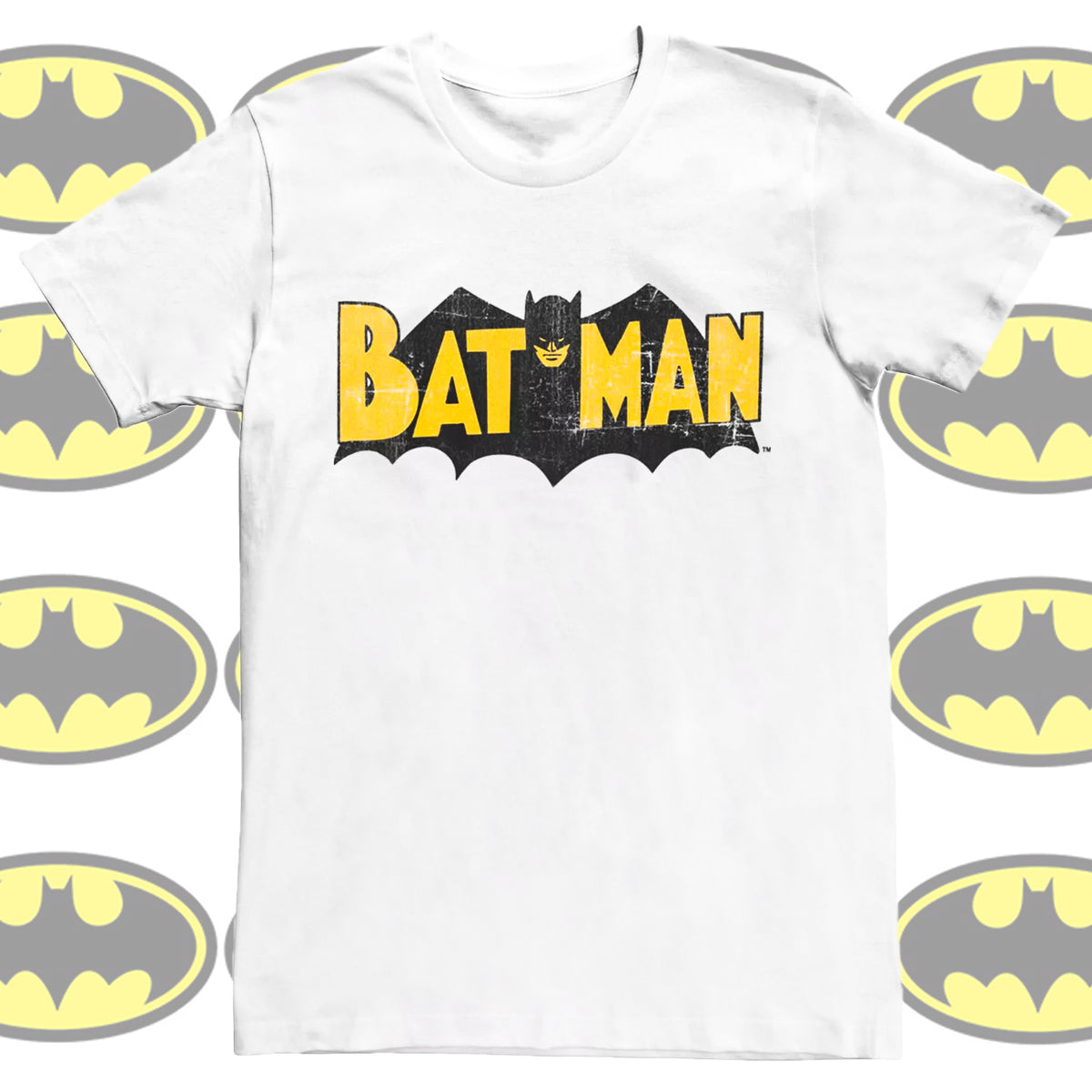 DC Comics Batman T-Shirt Men's Distressed Throwback Logo Graphic Tee