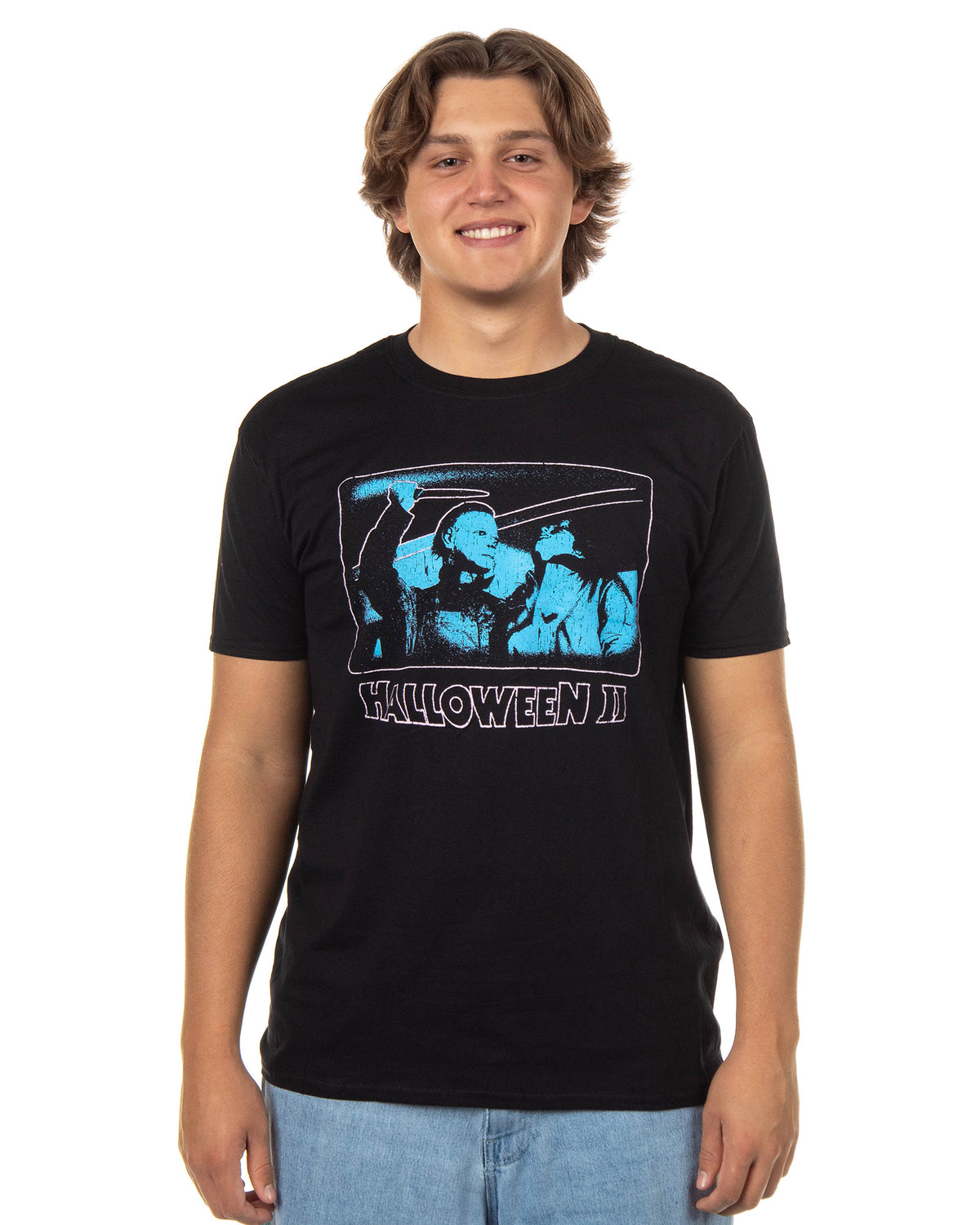 Halloween Shirt Men's Michael Myers in Action Short Sleeve Graphic Tee