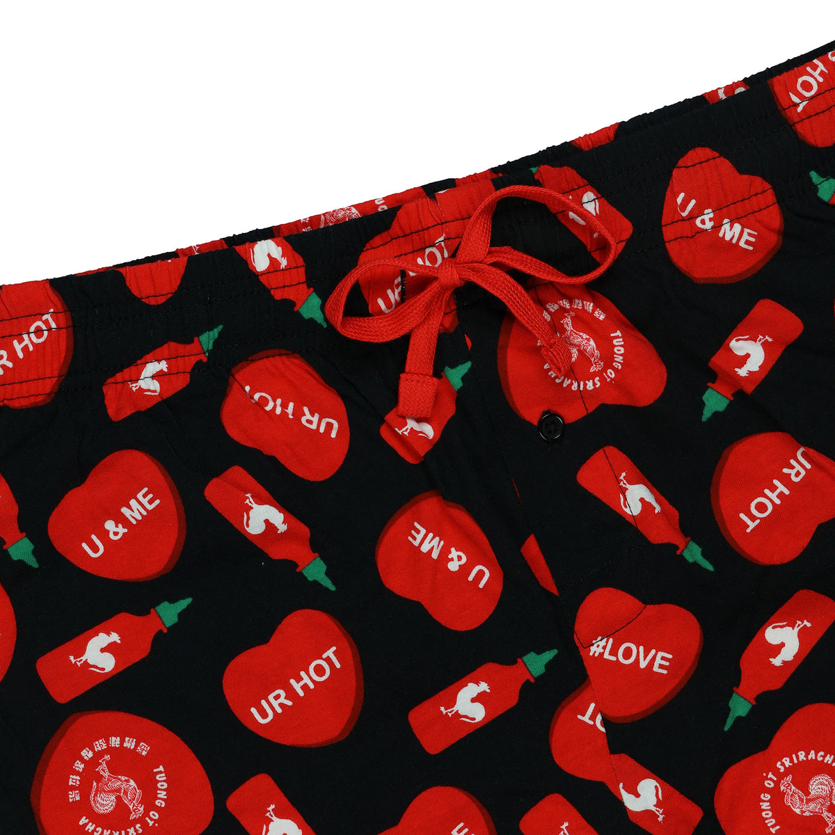 Sriracha Pajamas Men's Spicy Conversation Hearts Lounge Sleep Pants
