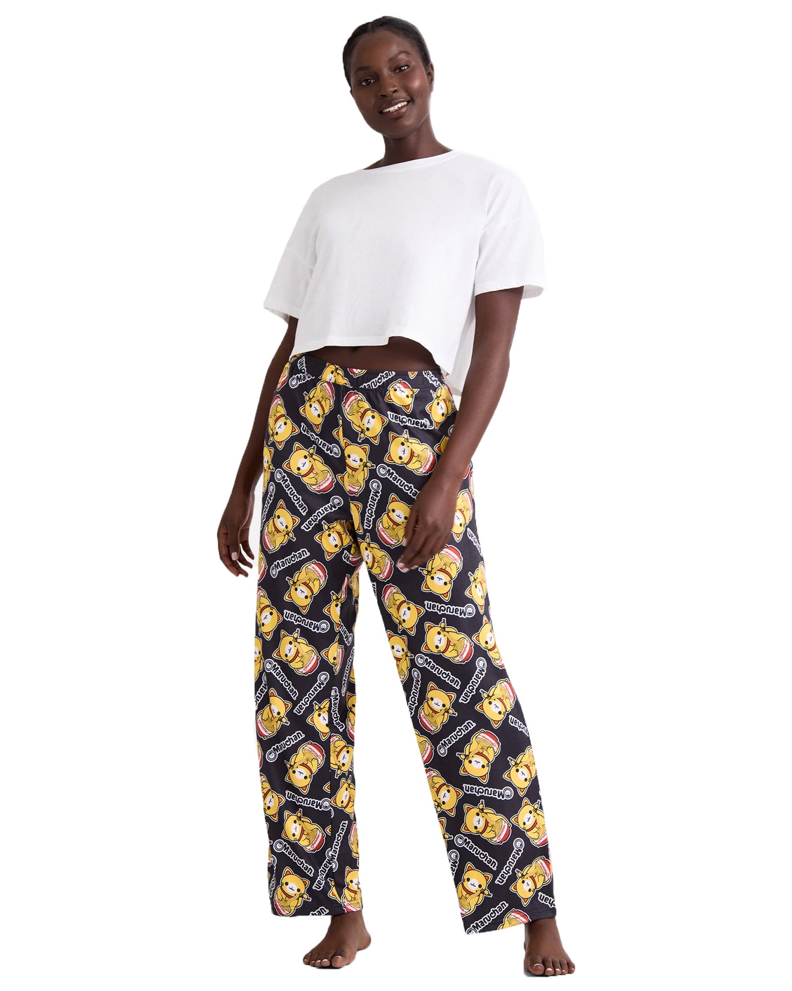 Maruchan Pajamas Women's Yummy Ramen Cat Allover Design Lounge Sleep Pants