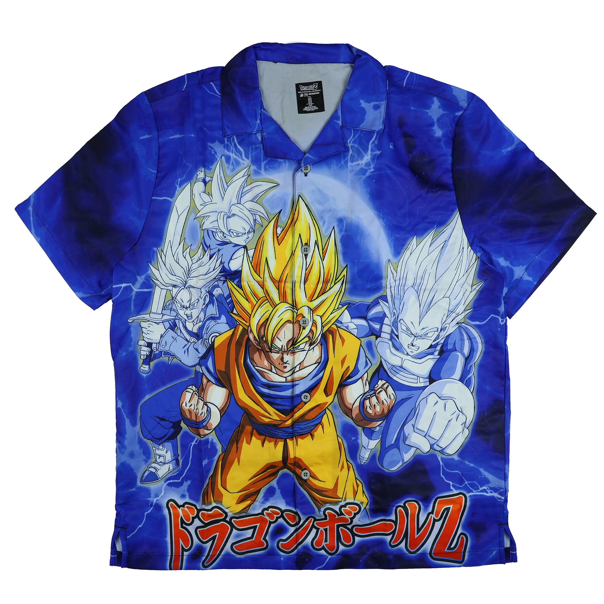 Dragon Ball Z T-Shirt Men's Power Up Goku Button Up Short Sleeve Top