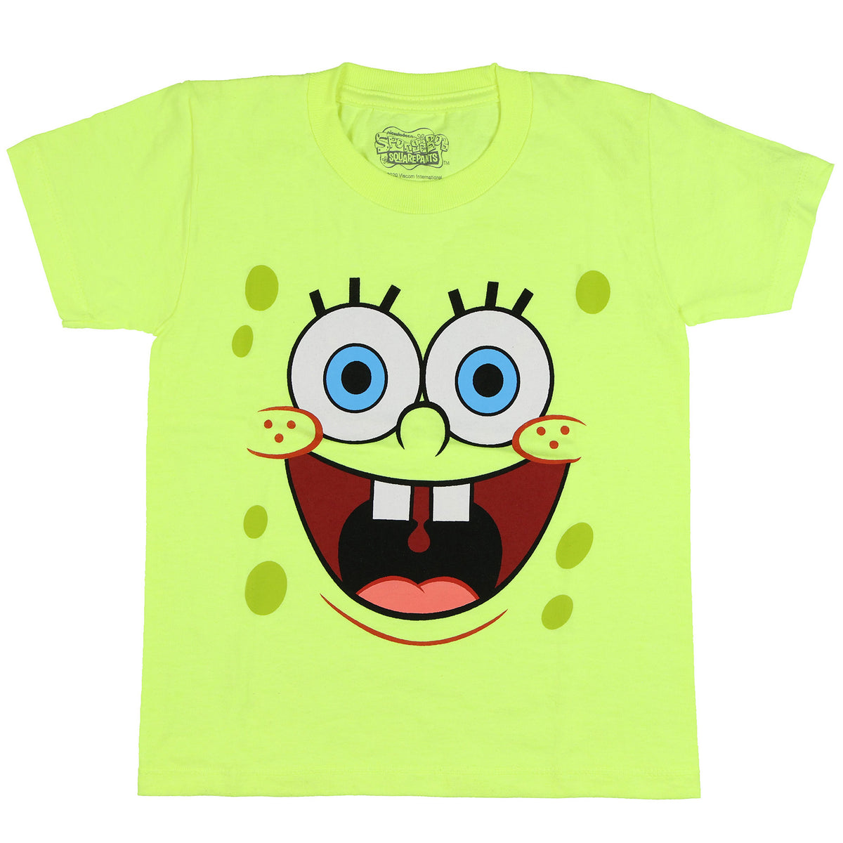 SpongeBob Squarepants T-Shirt Boy's Neon Big Face Short Sleeve Graphic Top