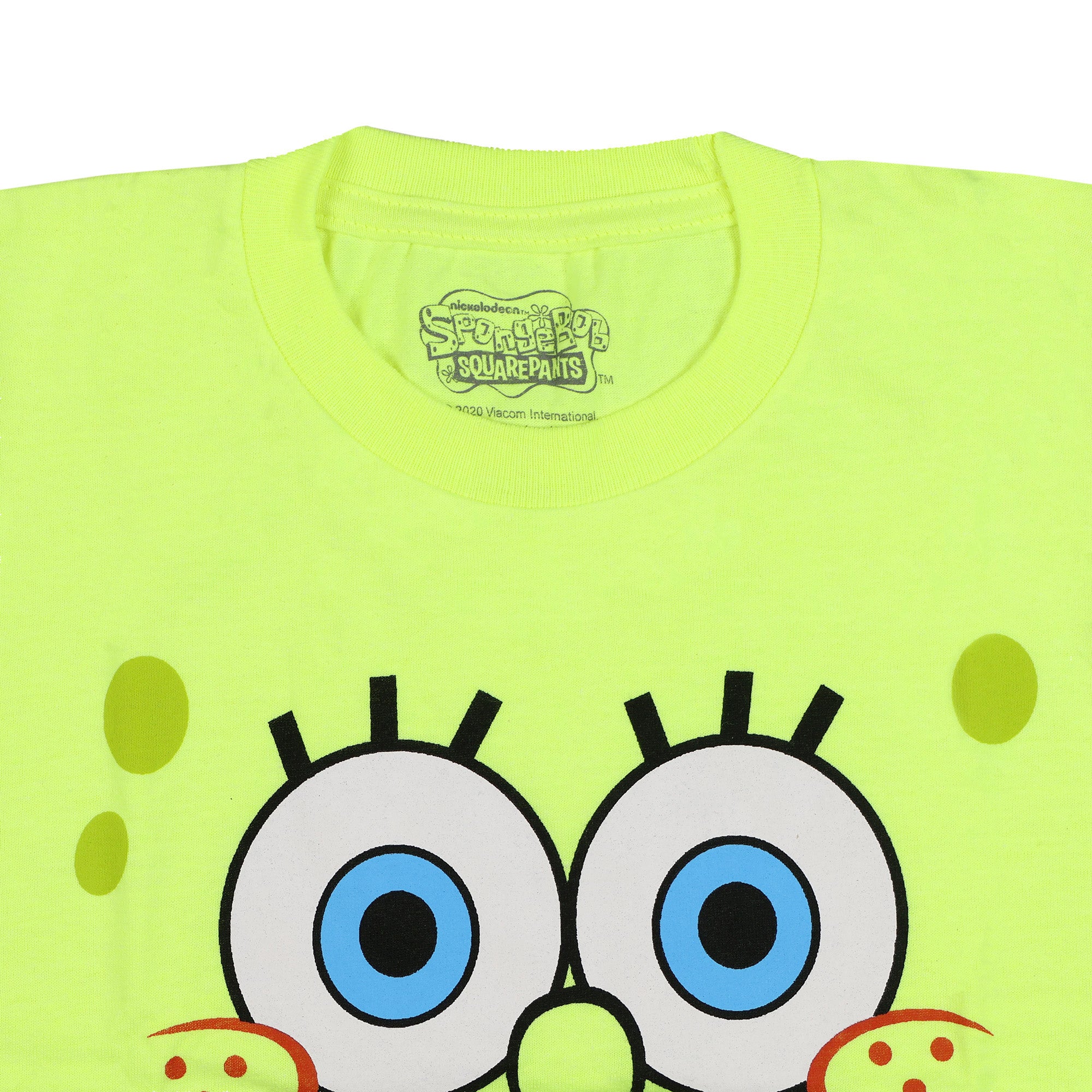 SpongeBob Squarepants T-Shirt Boy's Neon Big Face Short Sleeve Graphic Top