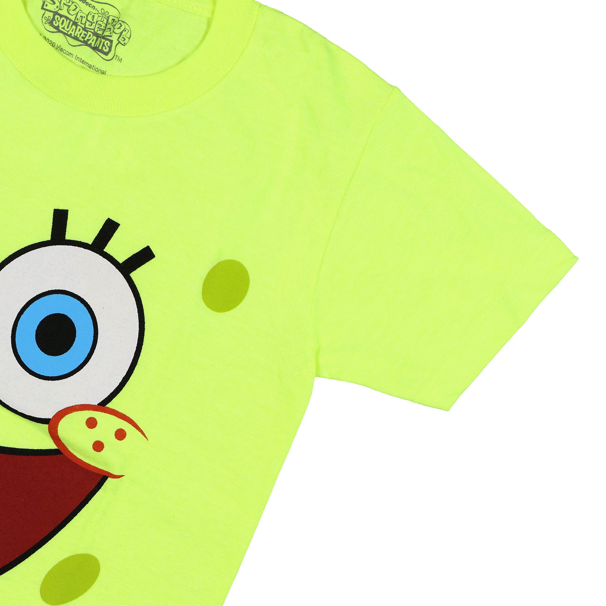 SpongeBob Squarepants T-Shirt Boy's Neon Big Face Short Sleeve Graphic Top