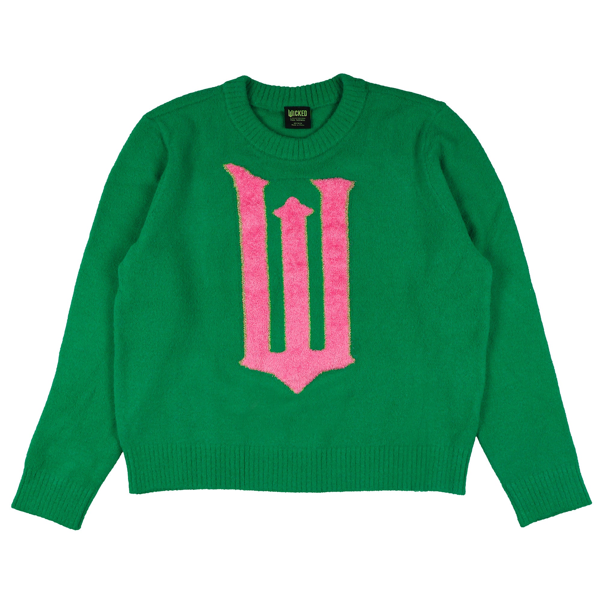 Wicked Sweater Women's W Logo Design Ribbed Pullover Knit Crewneck