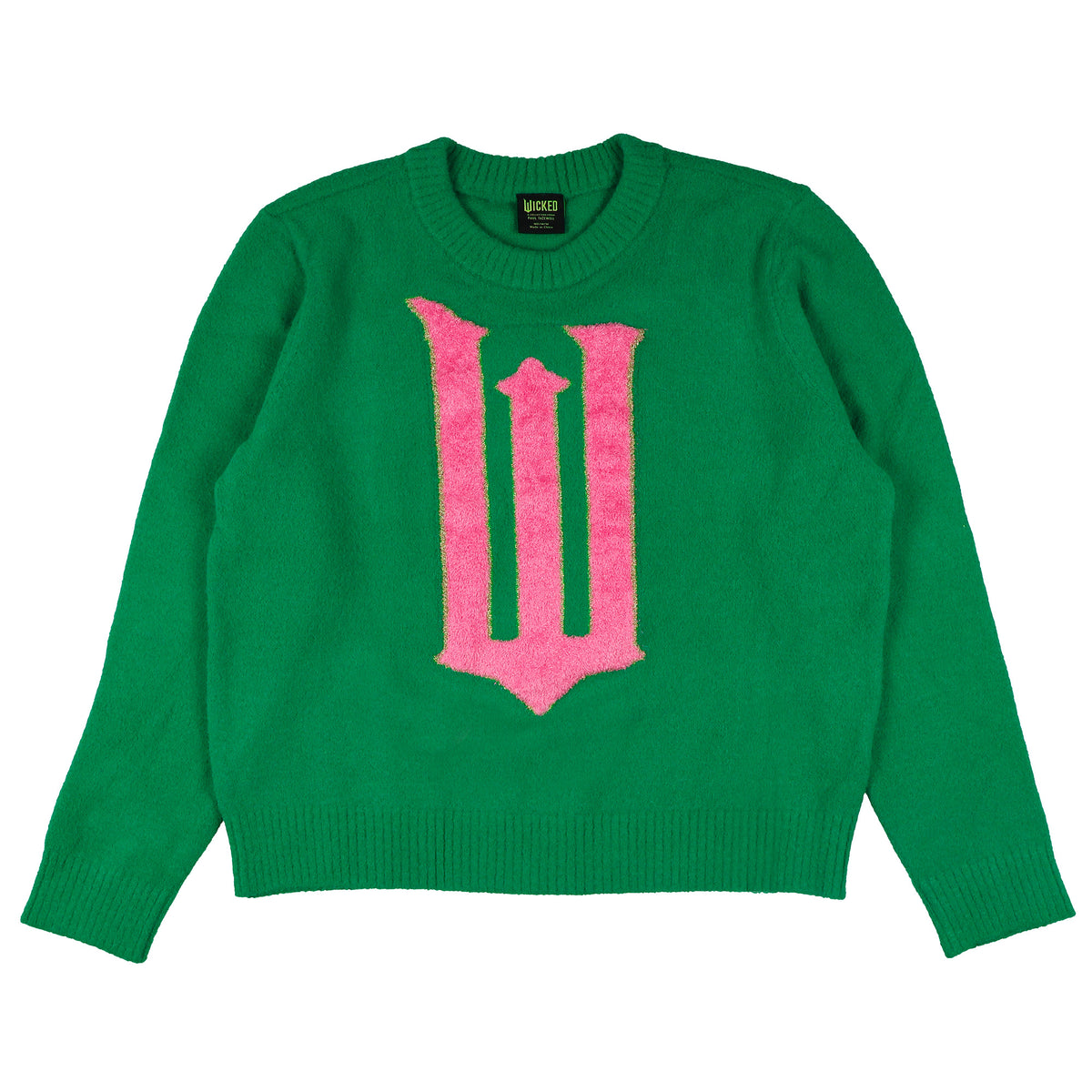 Wicked Sweater Women's W Logo Design Ribbed Pullover Knit Crewneck