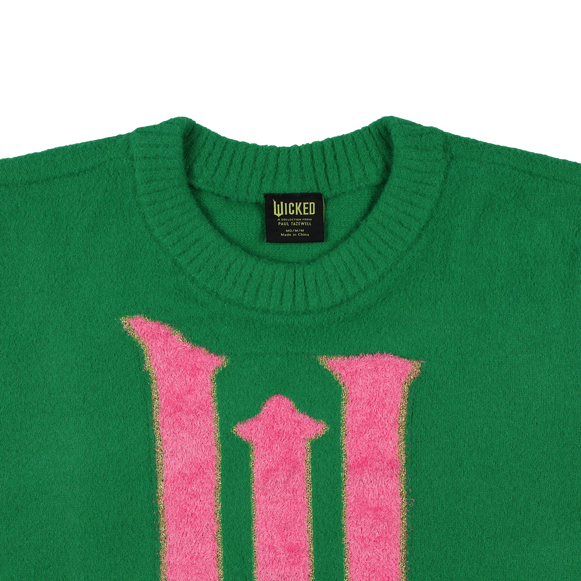 Wicked Sweater Women's W Logo Design Ribbed Pullover Knit Crewneck