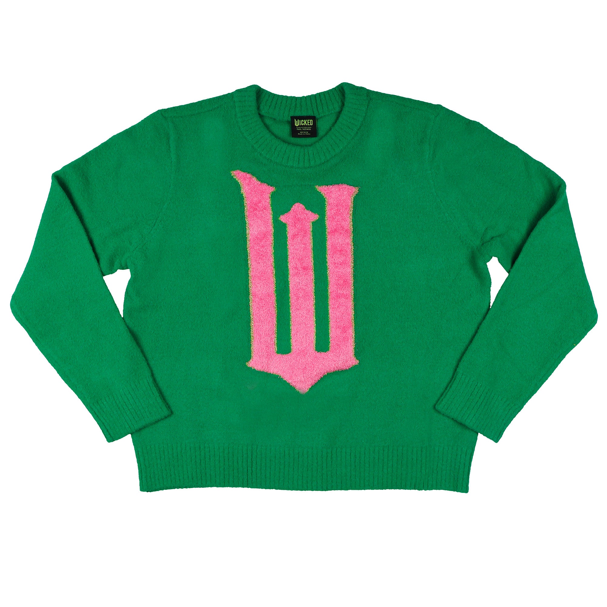 Wicked Sweater Women's W Logo Design Ribbed Pullover Knit Crewneck