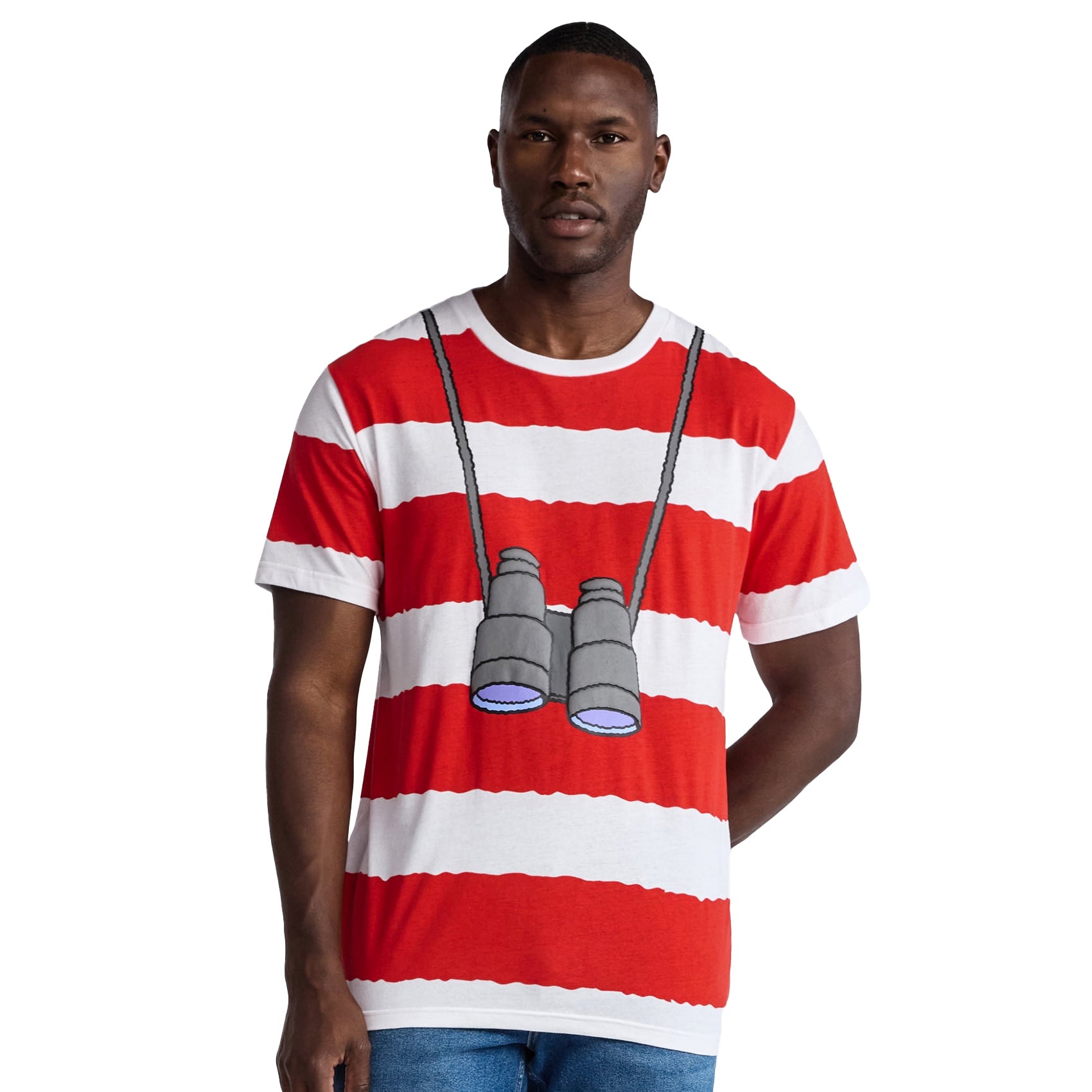 Where's Waldo T-Shirt Men's Costume Dress Up Tee and Beanie Set