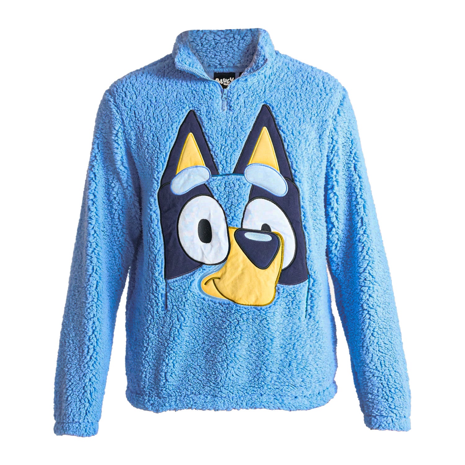 Bluey Sweatshirt Men's Half Zip Up Big Face Costume Fleece Pullover