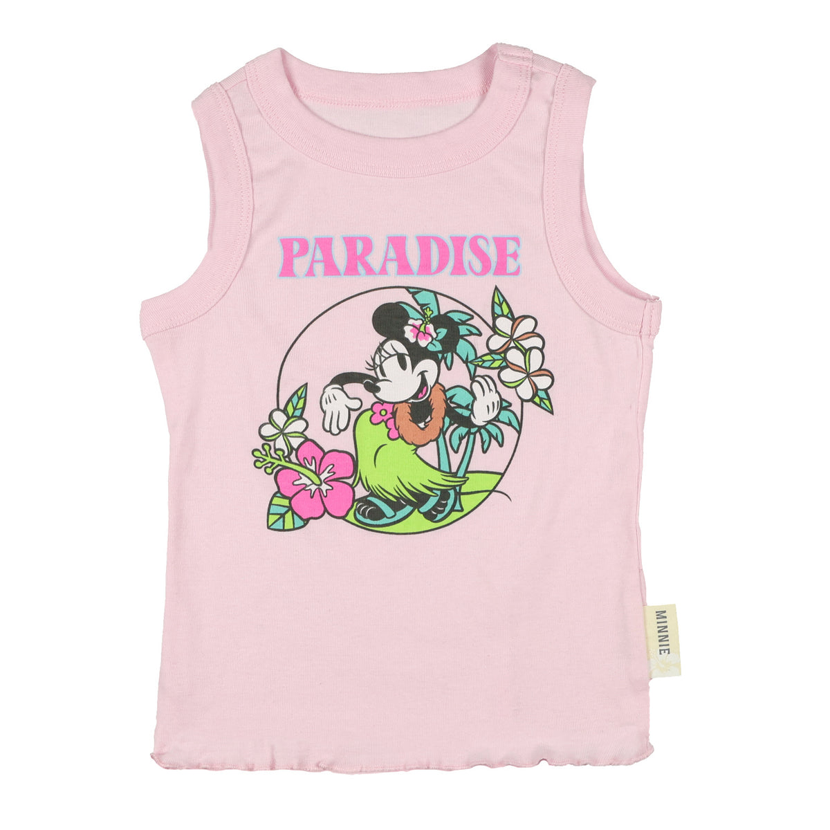 Disney Minnie Mouse Tank-Top Girls' Paradise Ruffled Sleeveless Shirt