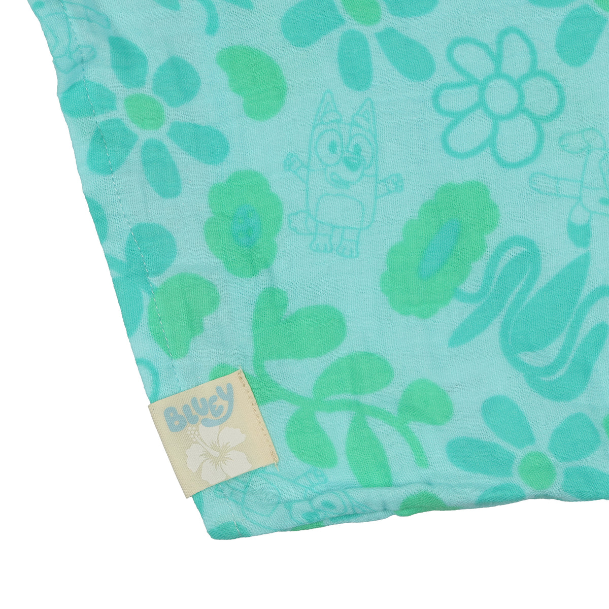 Mad Engine Bluey Boys' Button-Up Collared T-Shirt Floral Short Sleeve