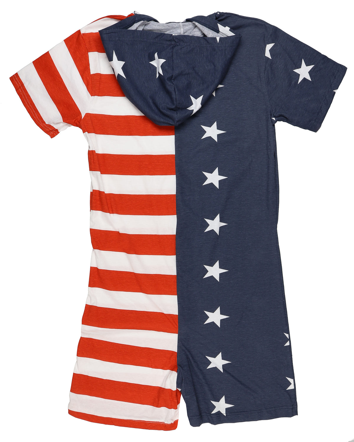 Stars And Stripes Men's Patriotic Flag One-Piece Zip Up Hooded Jumpsuit
