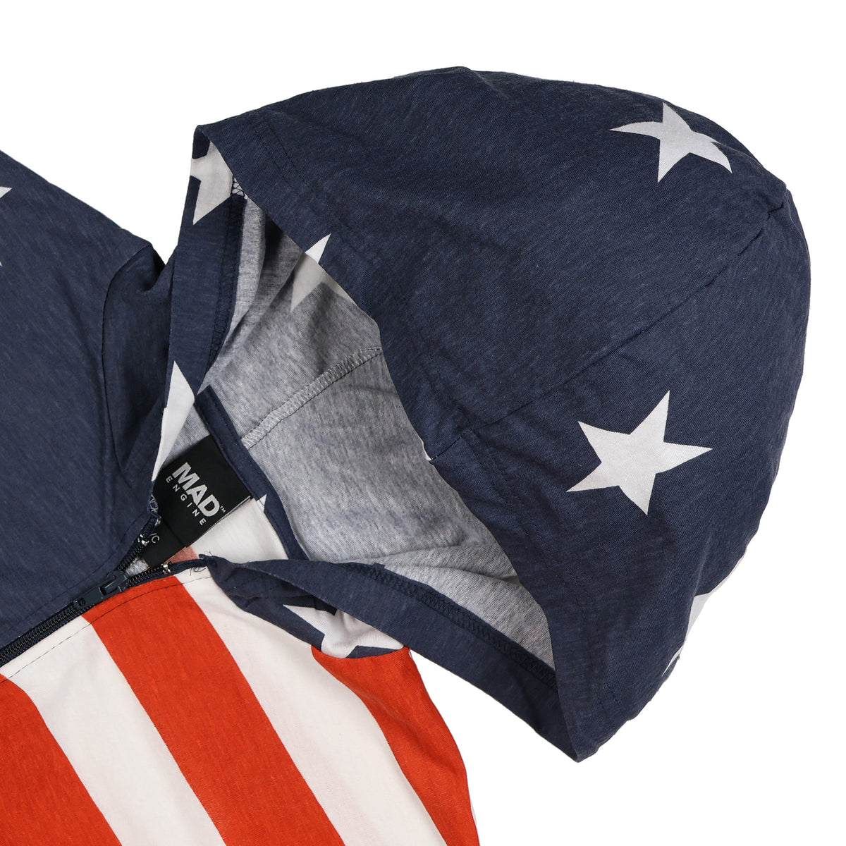 Stars And Stripes Men's Patriotic Flag One-Piece Zip Up Hooded Jumpsuit
