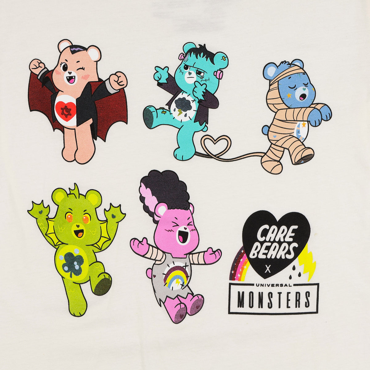 Care Bears T-Shirt Women's Universal Monsters Short Sleeve Graphic Top
