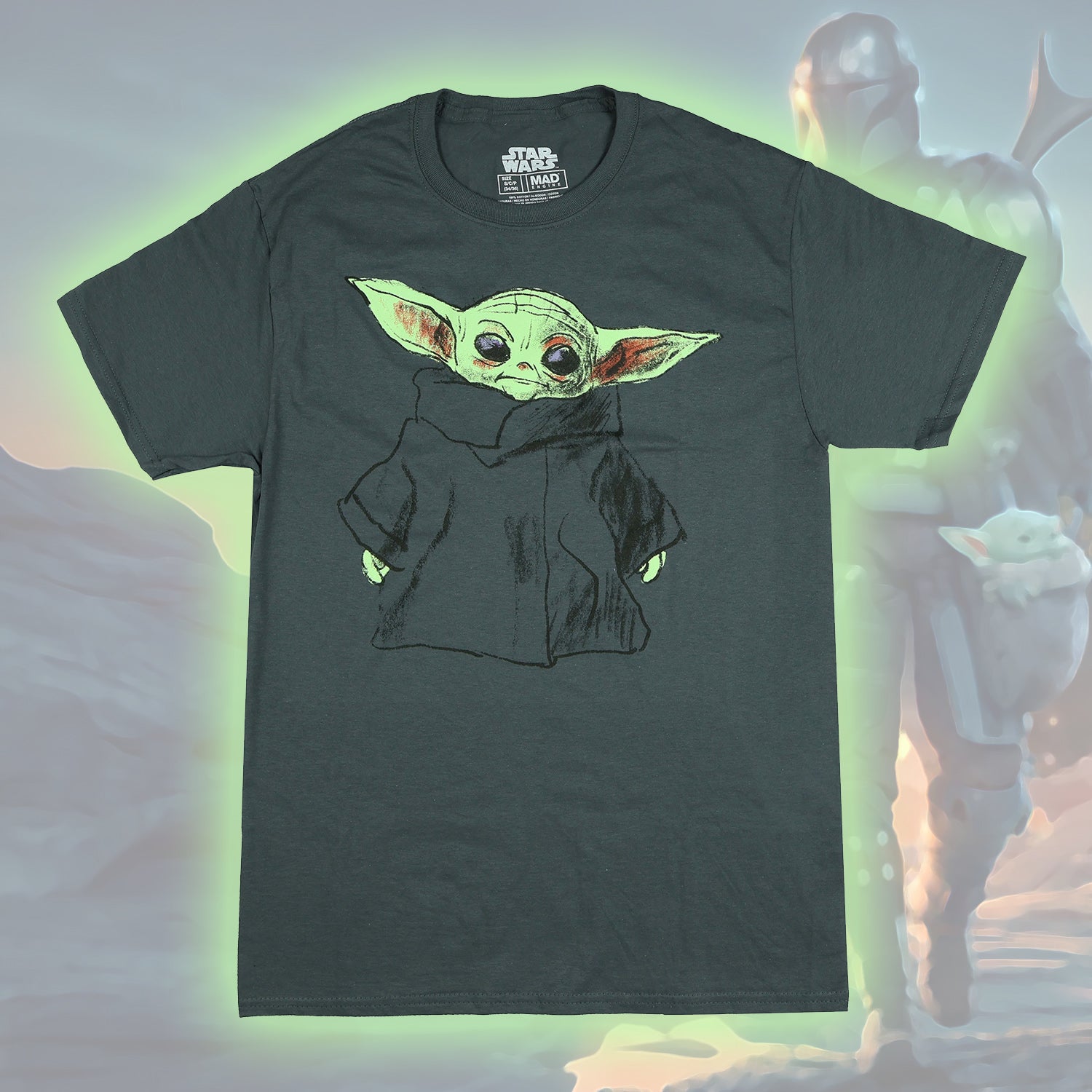 Star Wars T-Shirt Men's Grogu Sketch Style Design Short Sleeve Tee