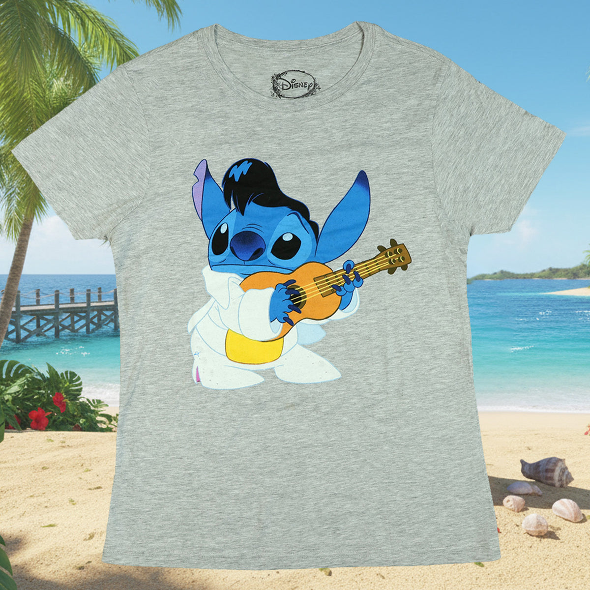 Disney Stitch T-Shirt Women's Elvis-Inspired Design Short Sleeve Tee