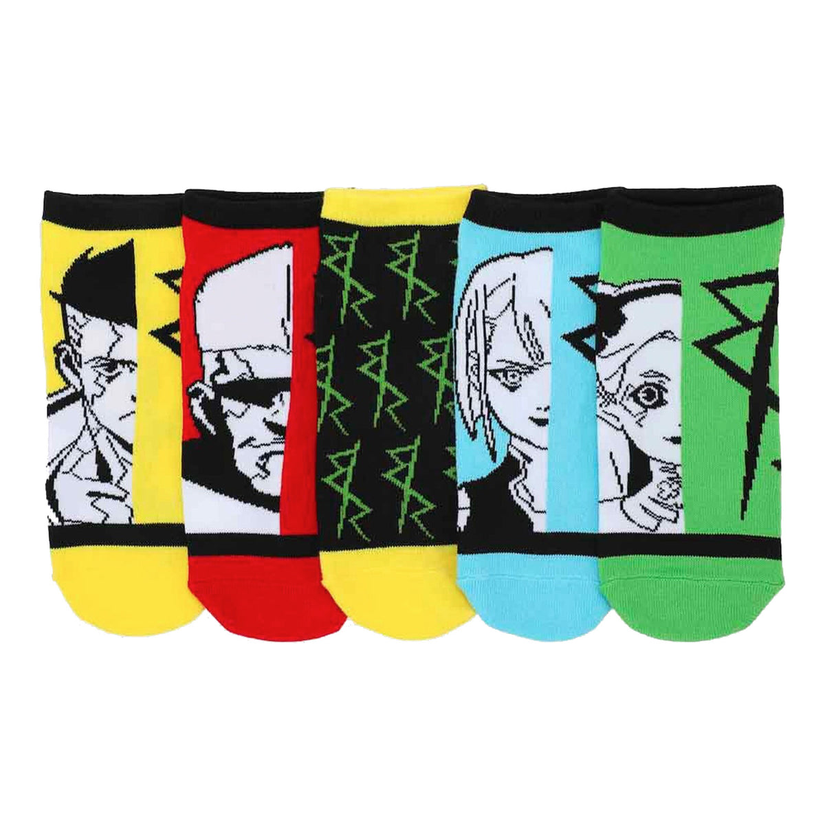 Cyberpunk Socks Women's Edgerunner 5-Pack No Show Ankle Socks, 5 Pairs