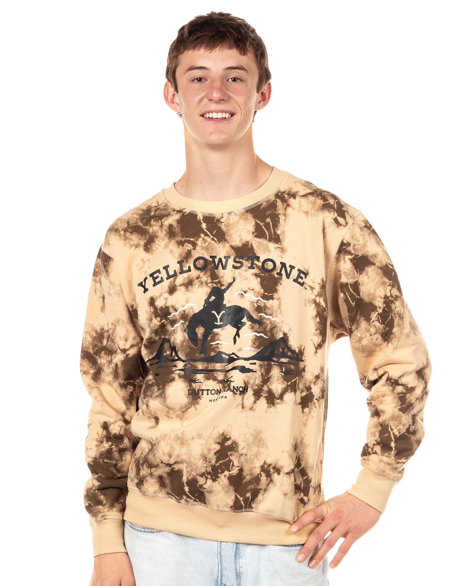 Yellowstone Dutton Ranch Sweatshirt Men's Long Sleeve Tie Dye Pullover
