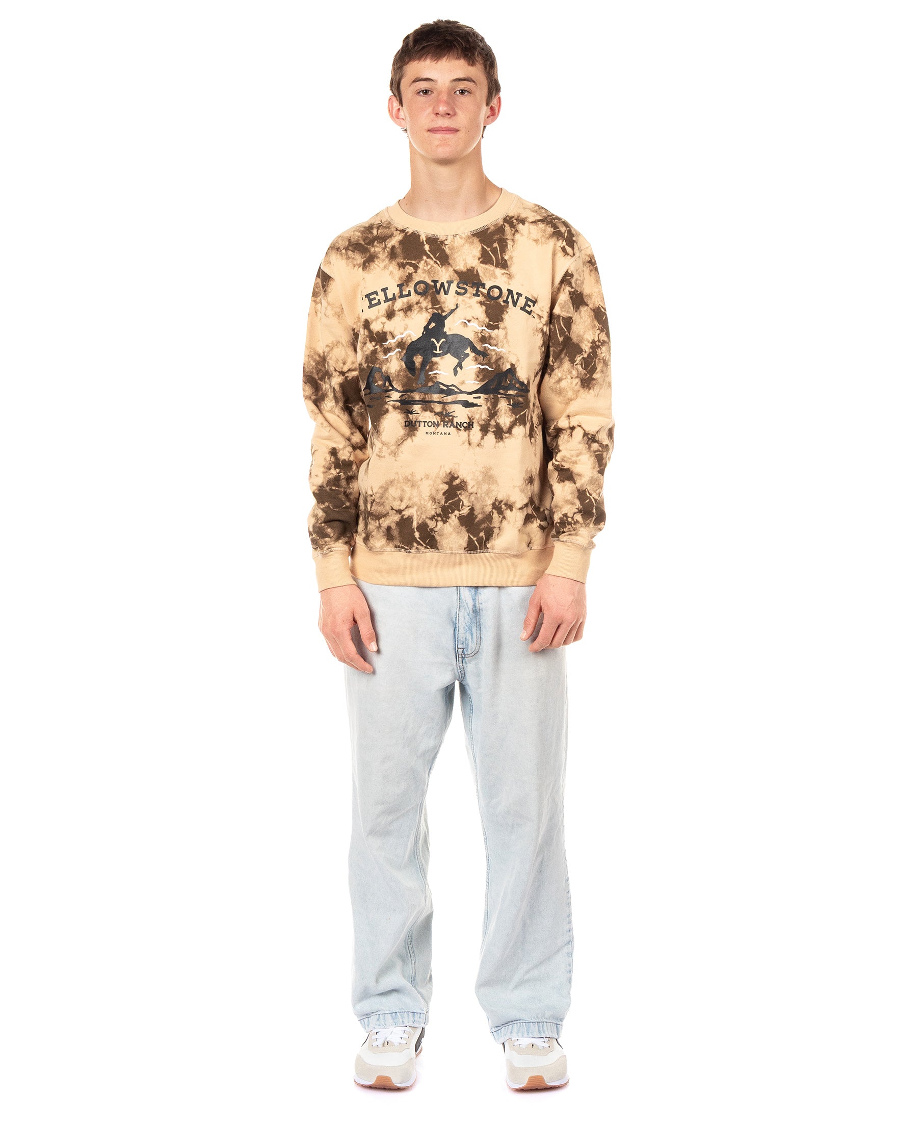 Yellowstone Dutton Ranch Sweatshirt Men's Long Sleeve Tie Dye Pullover