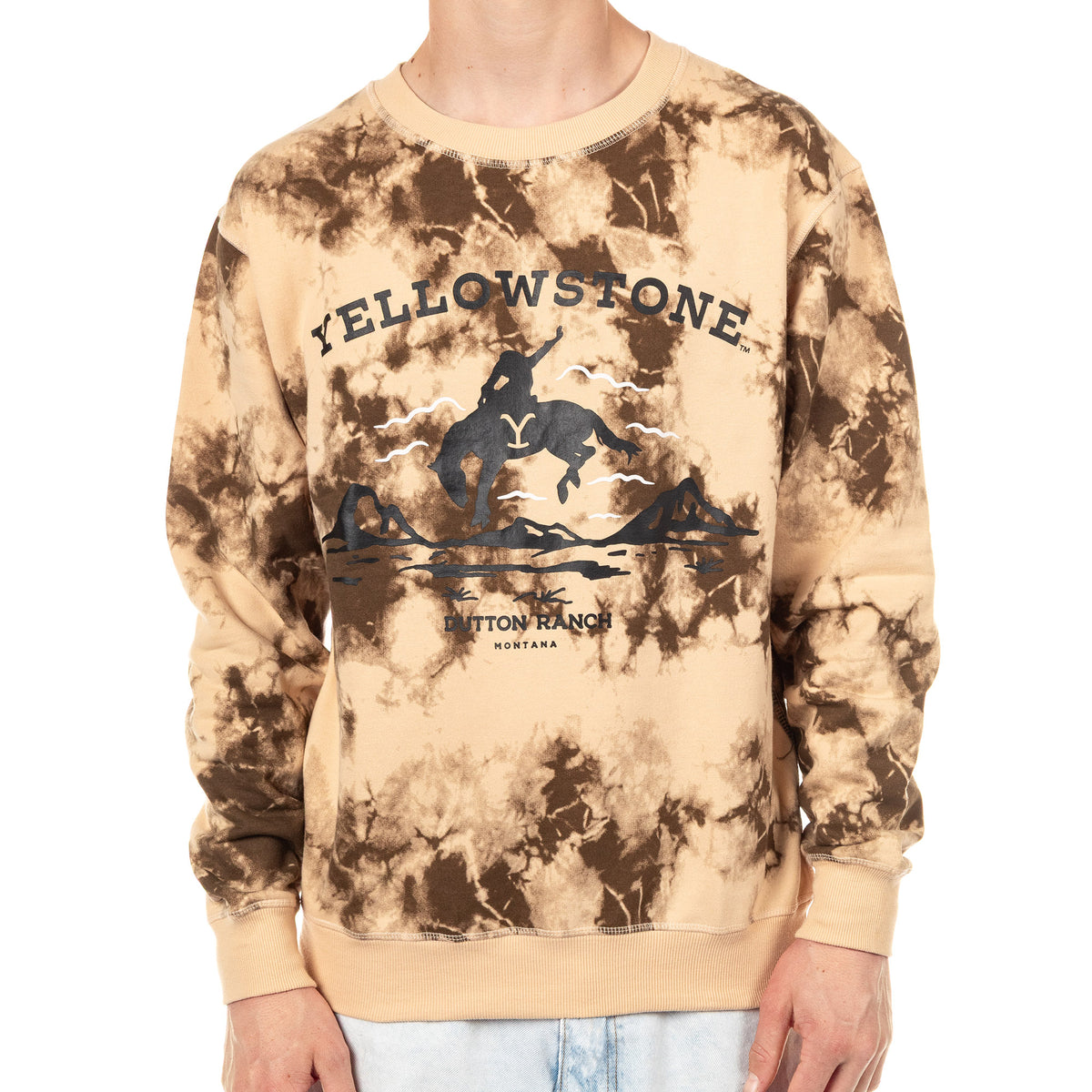Yellowstone Dutton Ranch Sweatshirt Men's Long Sleeve Tie Dye Pullover