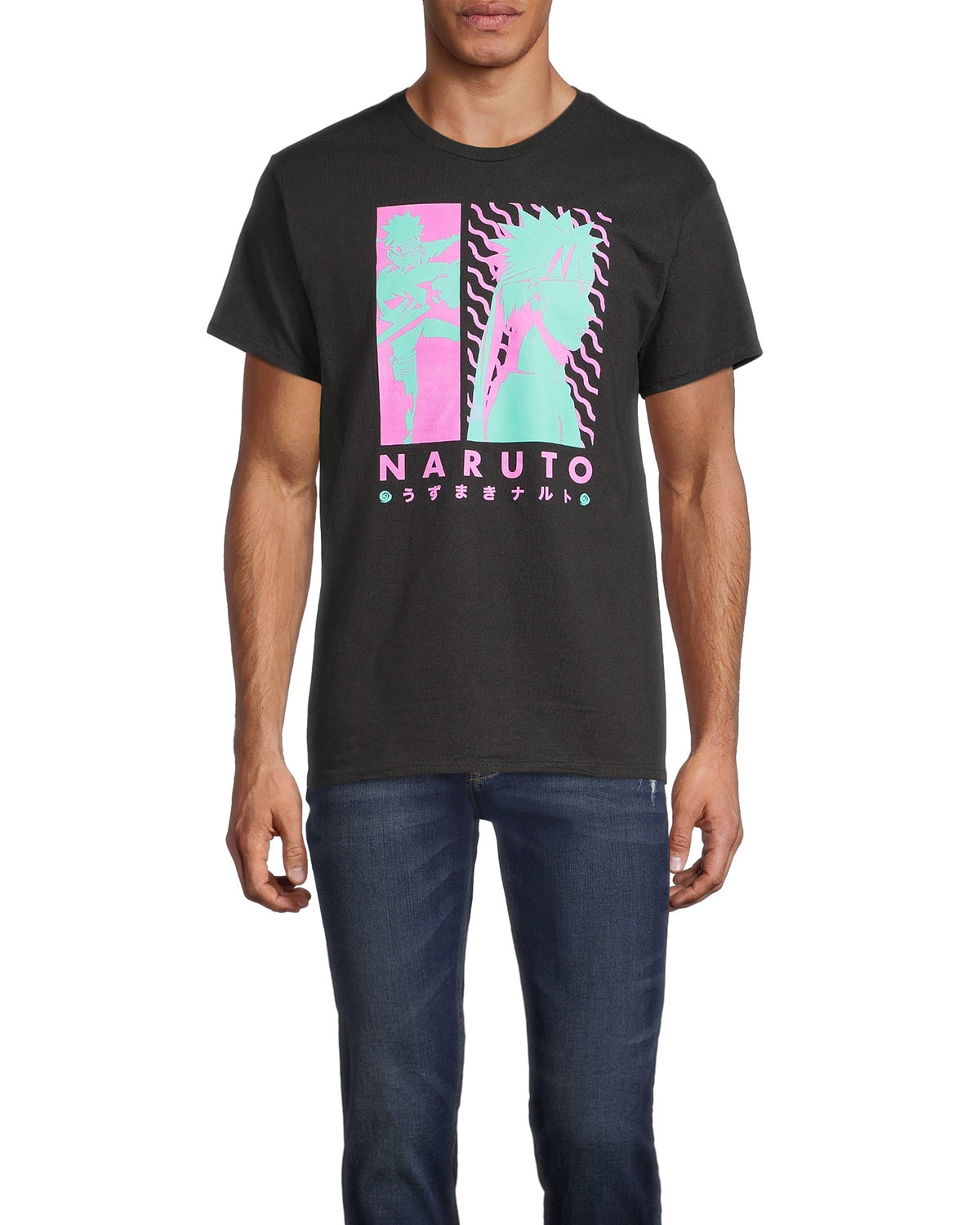 Naruto Uzumaki T-Shirt Men's Neon Fight Pose Short Sleeve Graphic Top