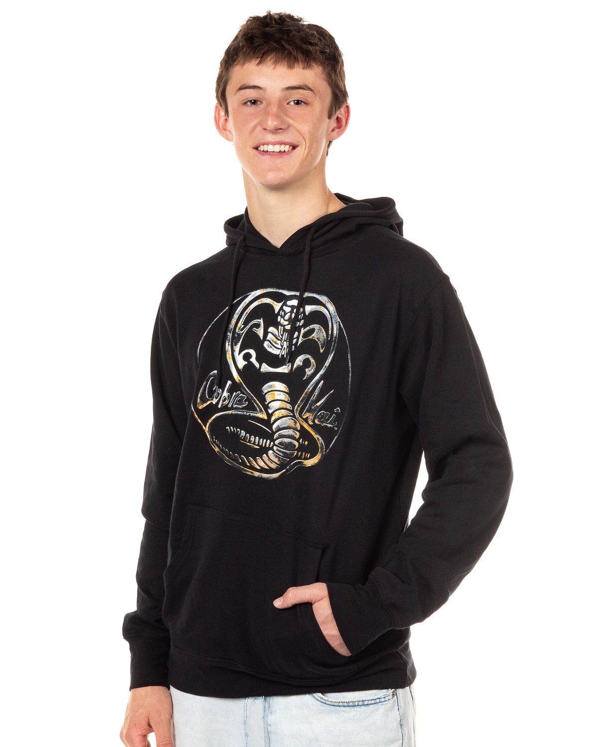 Karate Kid Cobra Kai Hoodie Men's Metal Snake Logo Long Sleeve Pullover