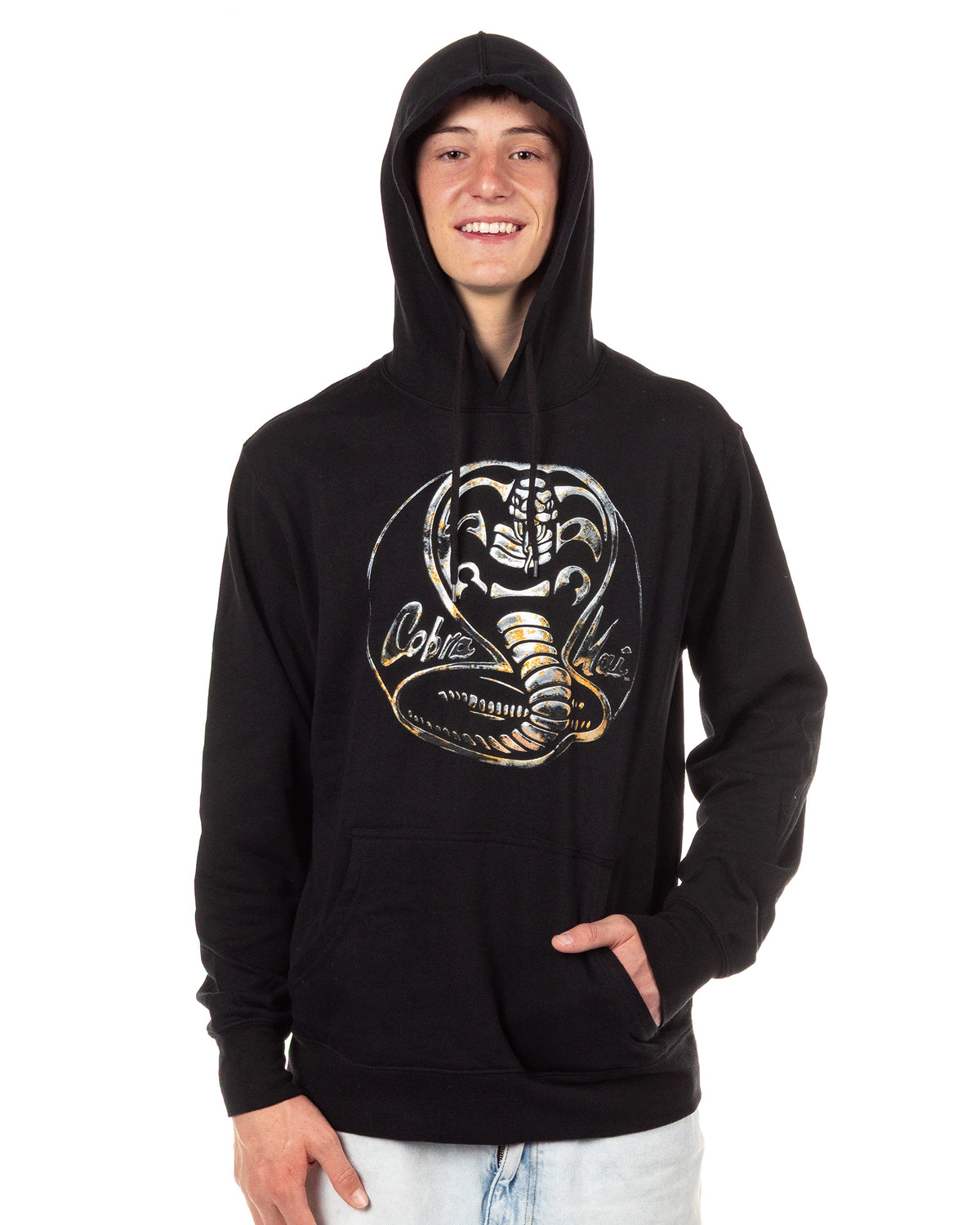 Karate Kid Cobra Kai Hoodie Men's Metal Snake Logo Long Sleeve Pullover