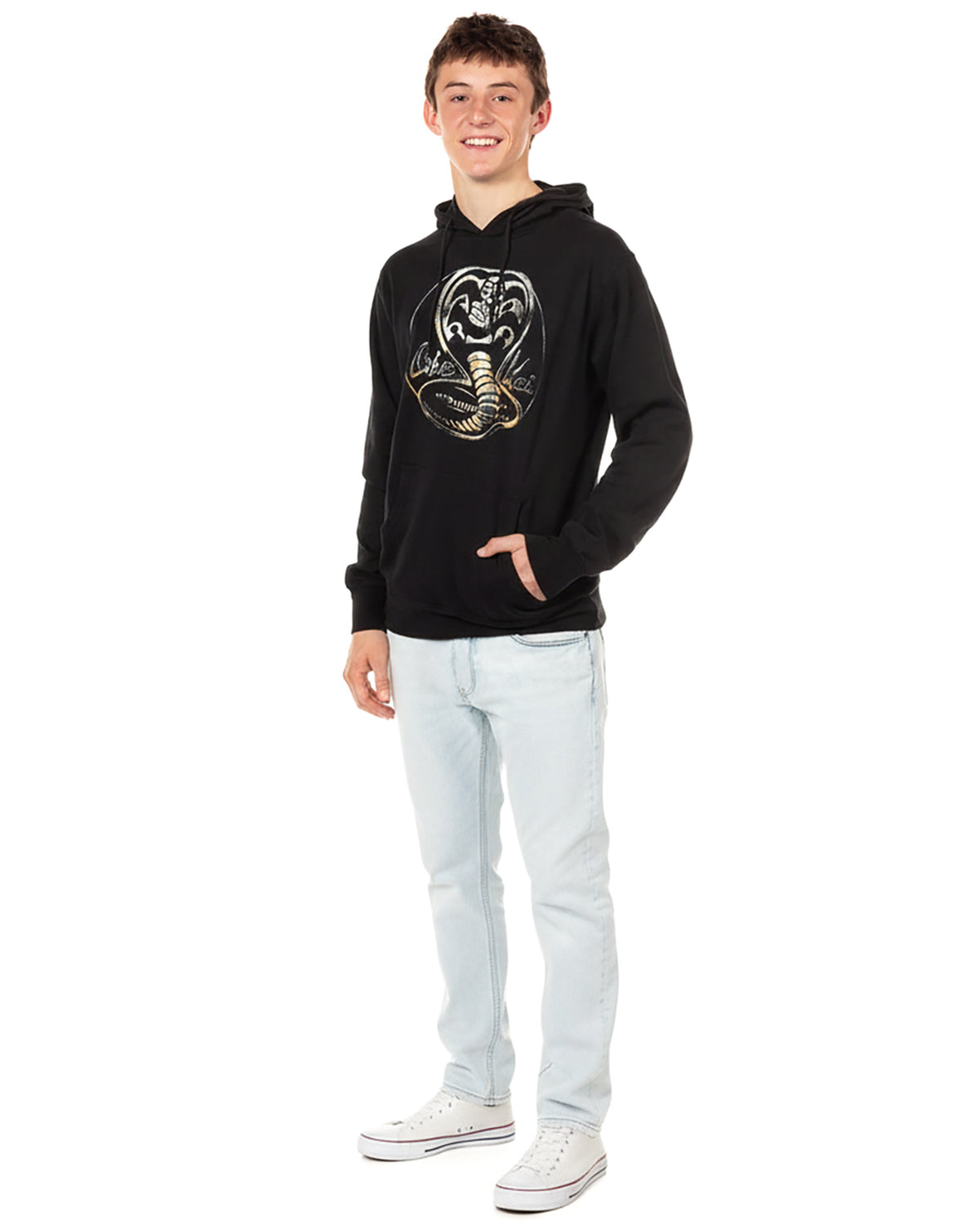 Karate Kid Cobra Kai Hoodie Men's Metal Snake Logo Long Sleeve Pullover