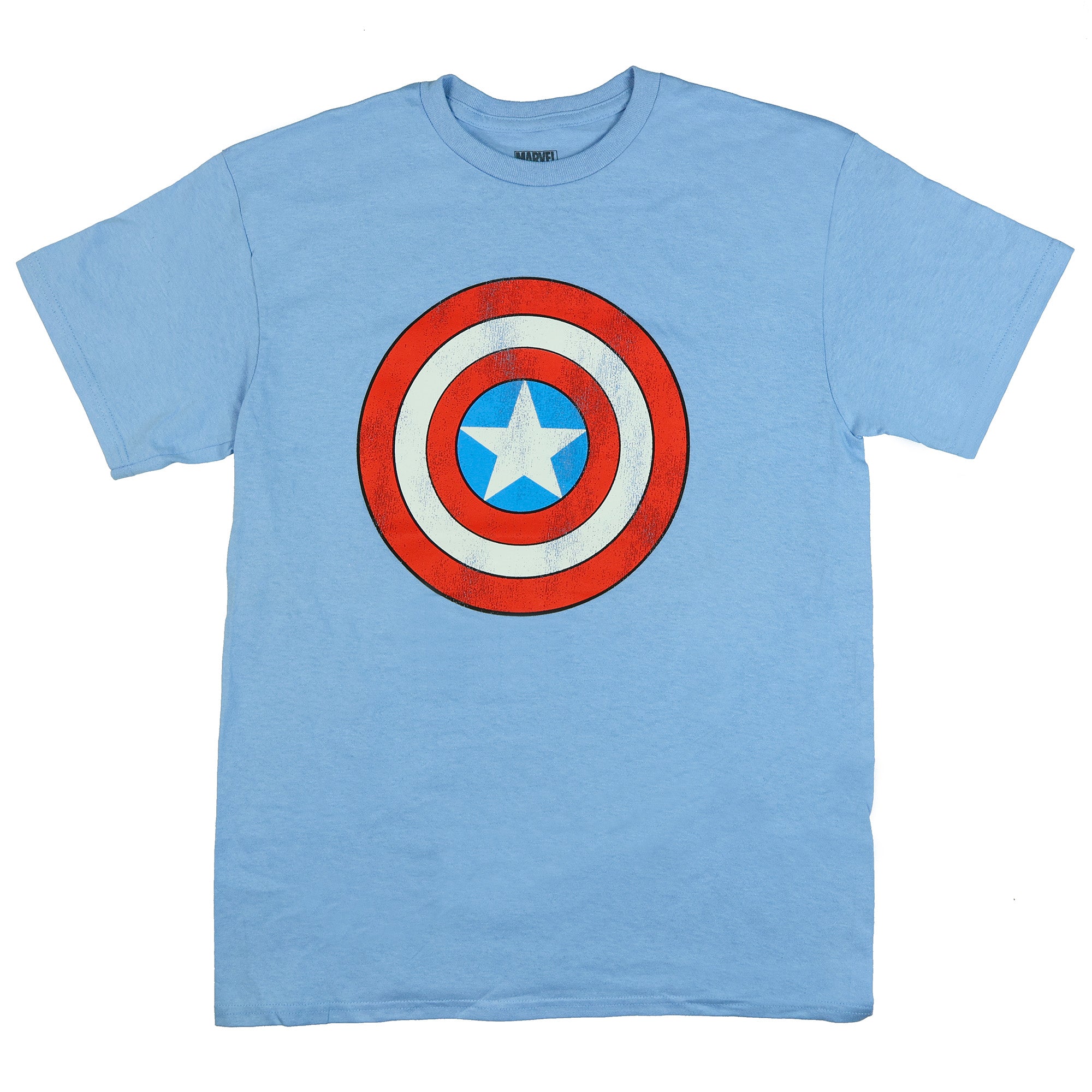 Marvel Comics Captain America Shirt Men's Shield Distressed Short Sleeve Tee