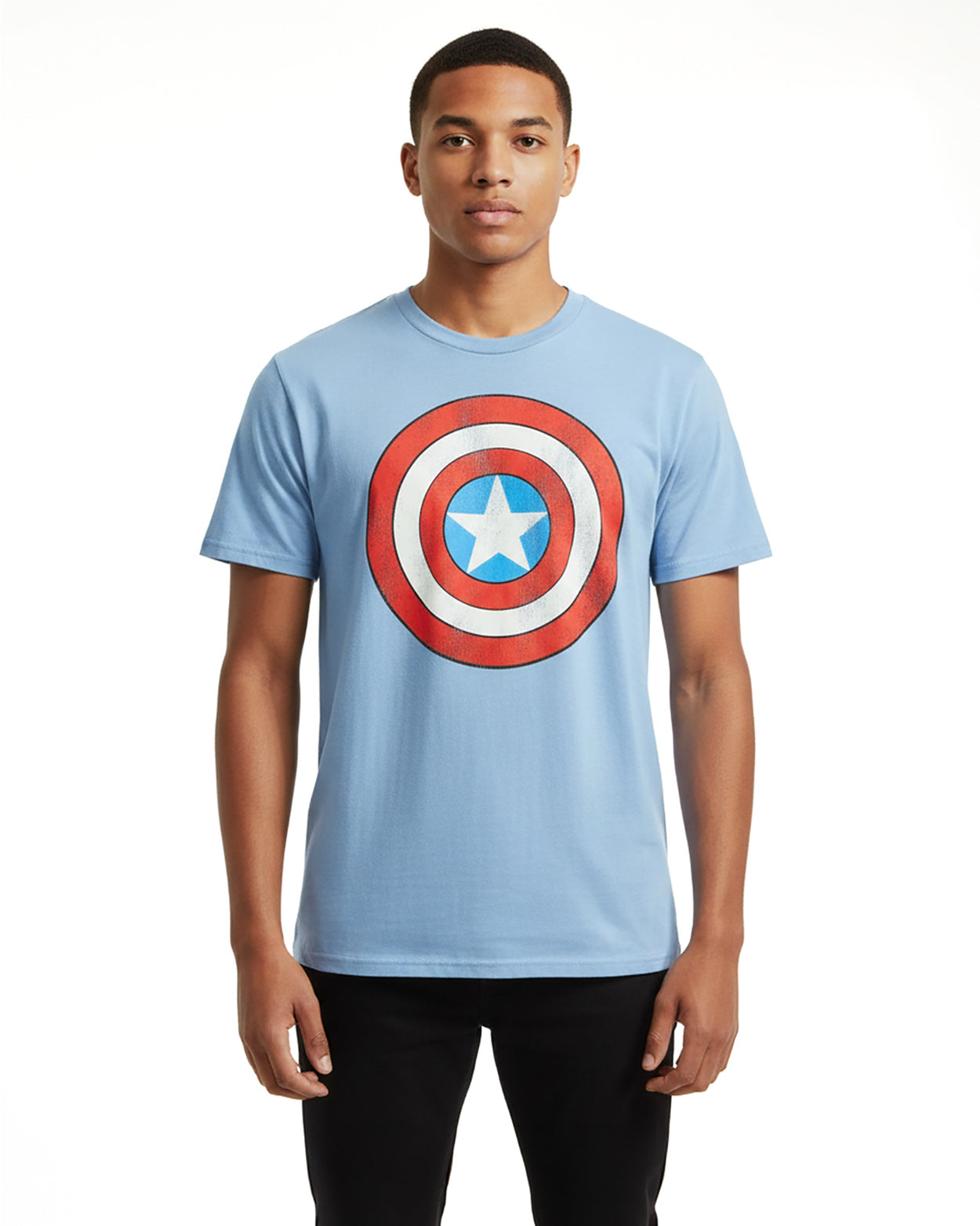 Marvel Comics Captain America Shirt Men's Shield Distressed Short Sleeve Tee
