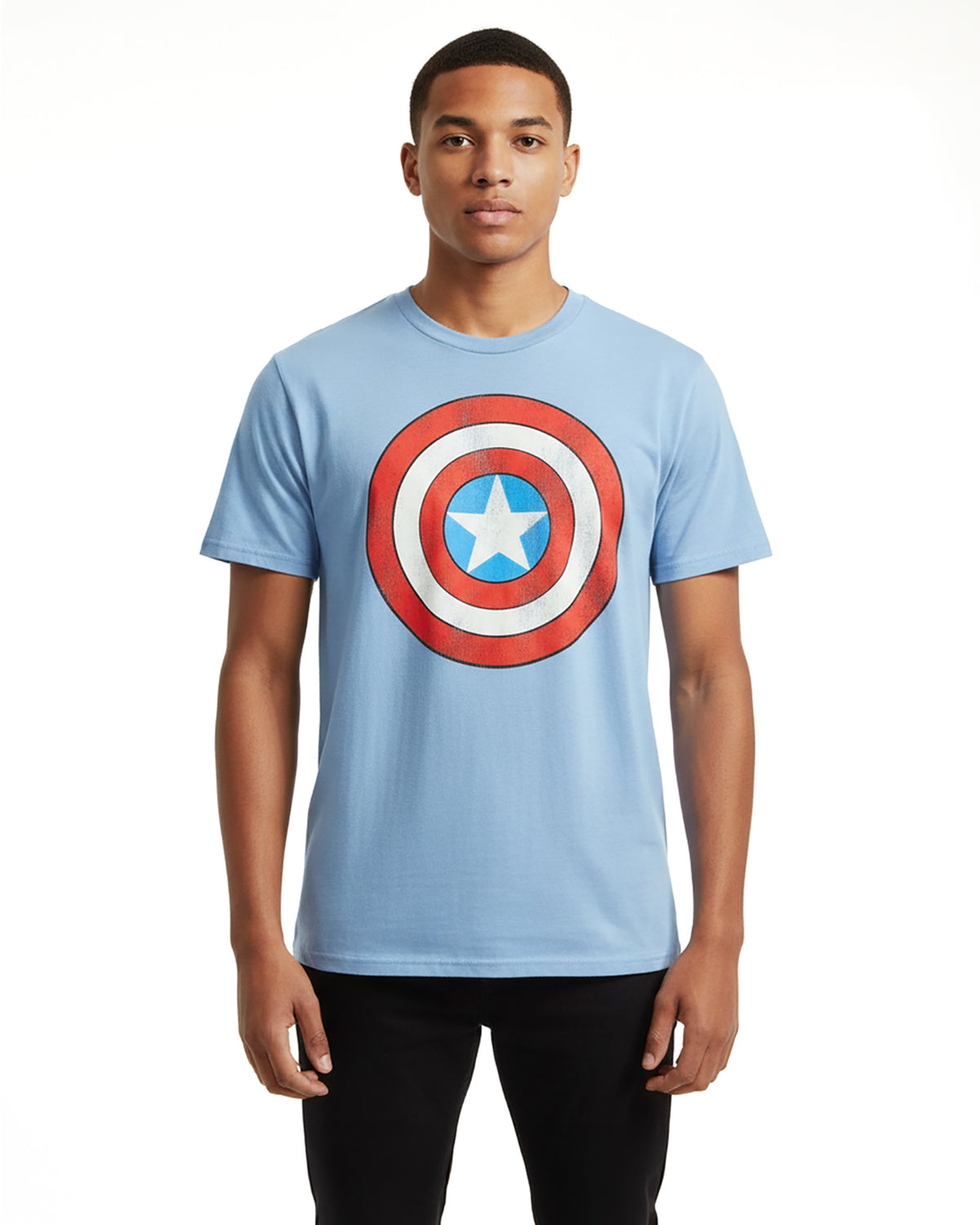 Marvel Comics Captain America Shirt Men's Shield Distressed Short Sleeve Tee