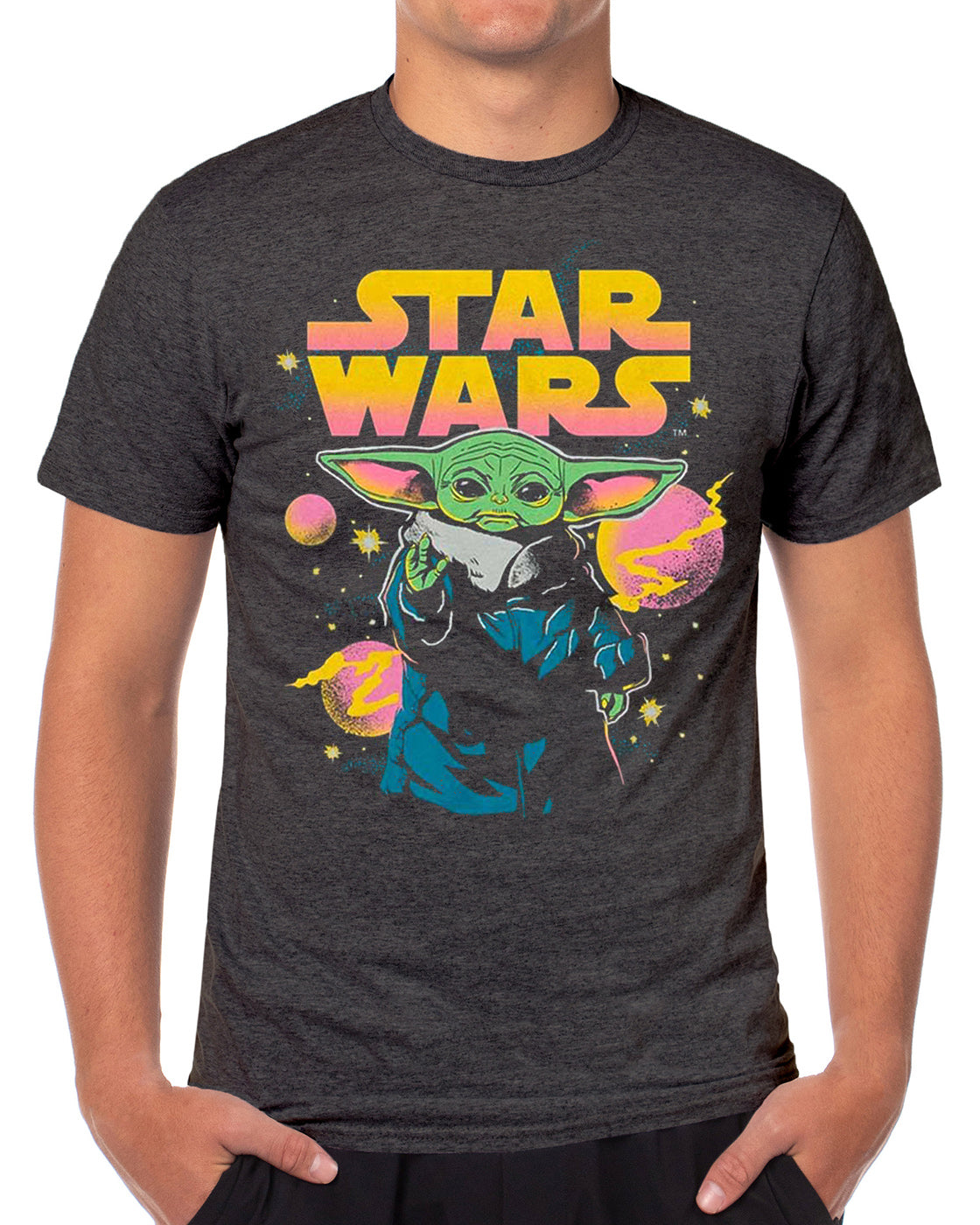 Disney Star Wars T-Shirt Men's Yoda Galaxy Short Sleeve Graphic Top