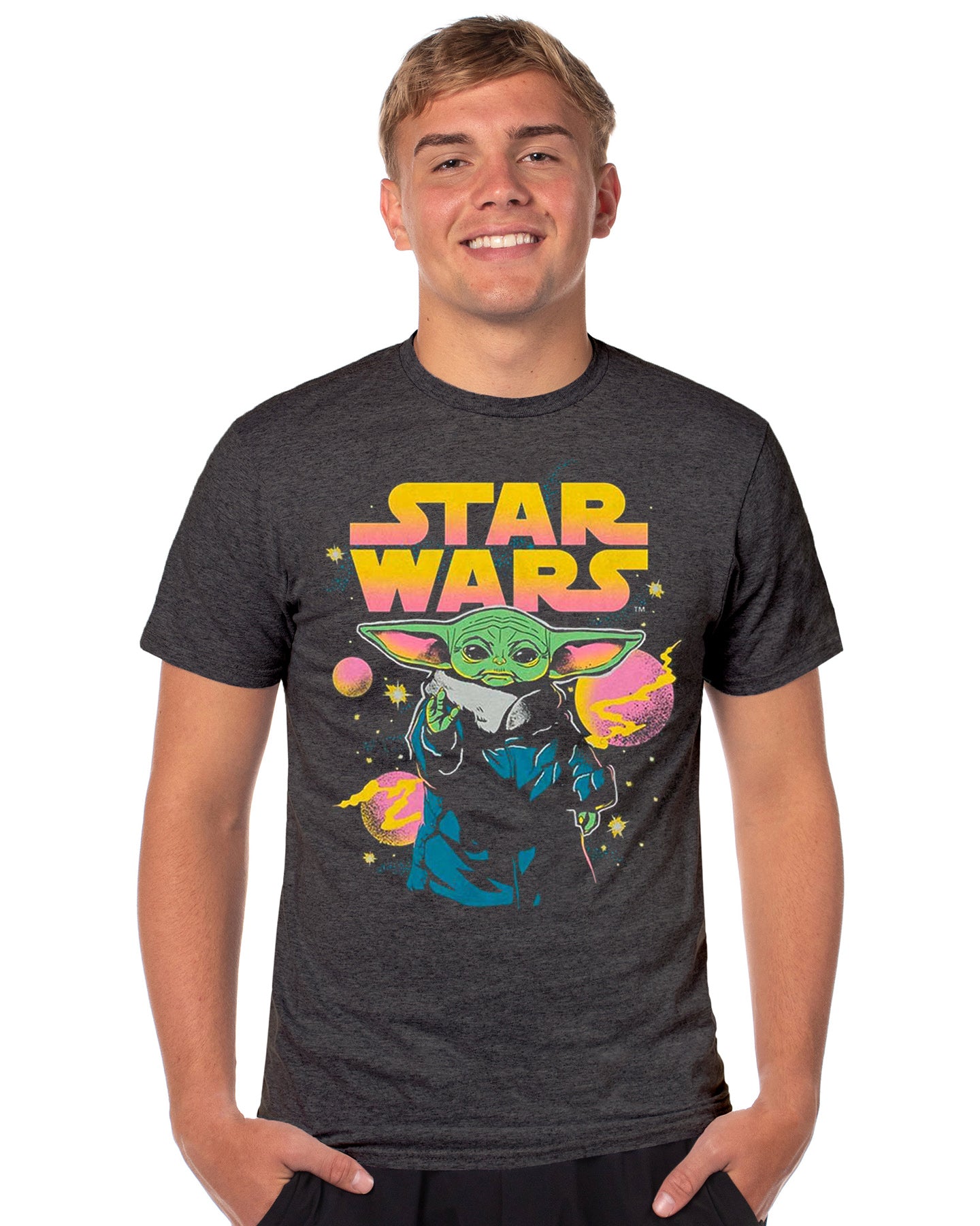 Disney Star Wars T-Shirt Men's Yoda Galaxy Short Sleeve Graphic Top