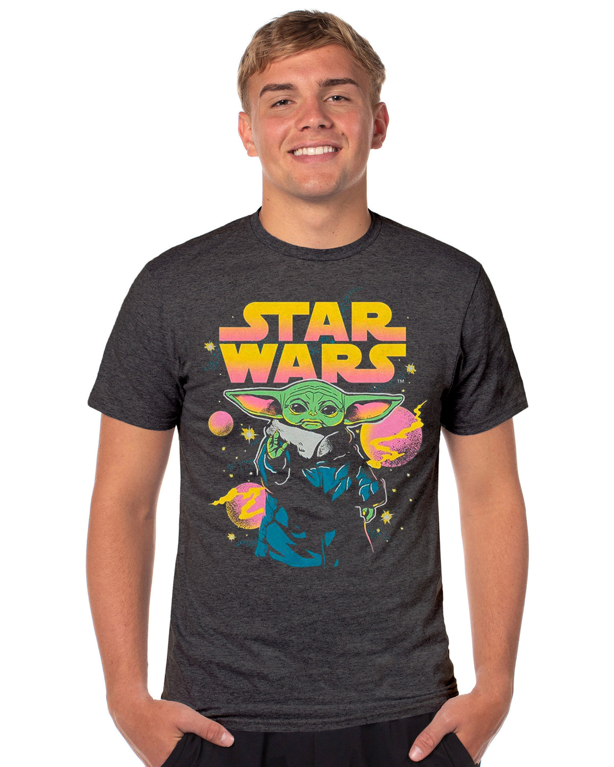 Disney Star Wars T-Shirt Men's Grogu Galaxy Short Sleeve Graphic Top